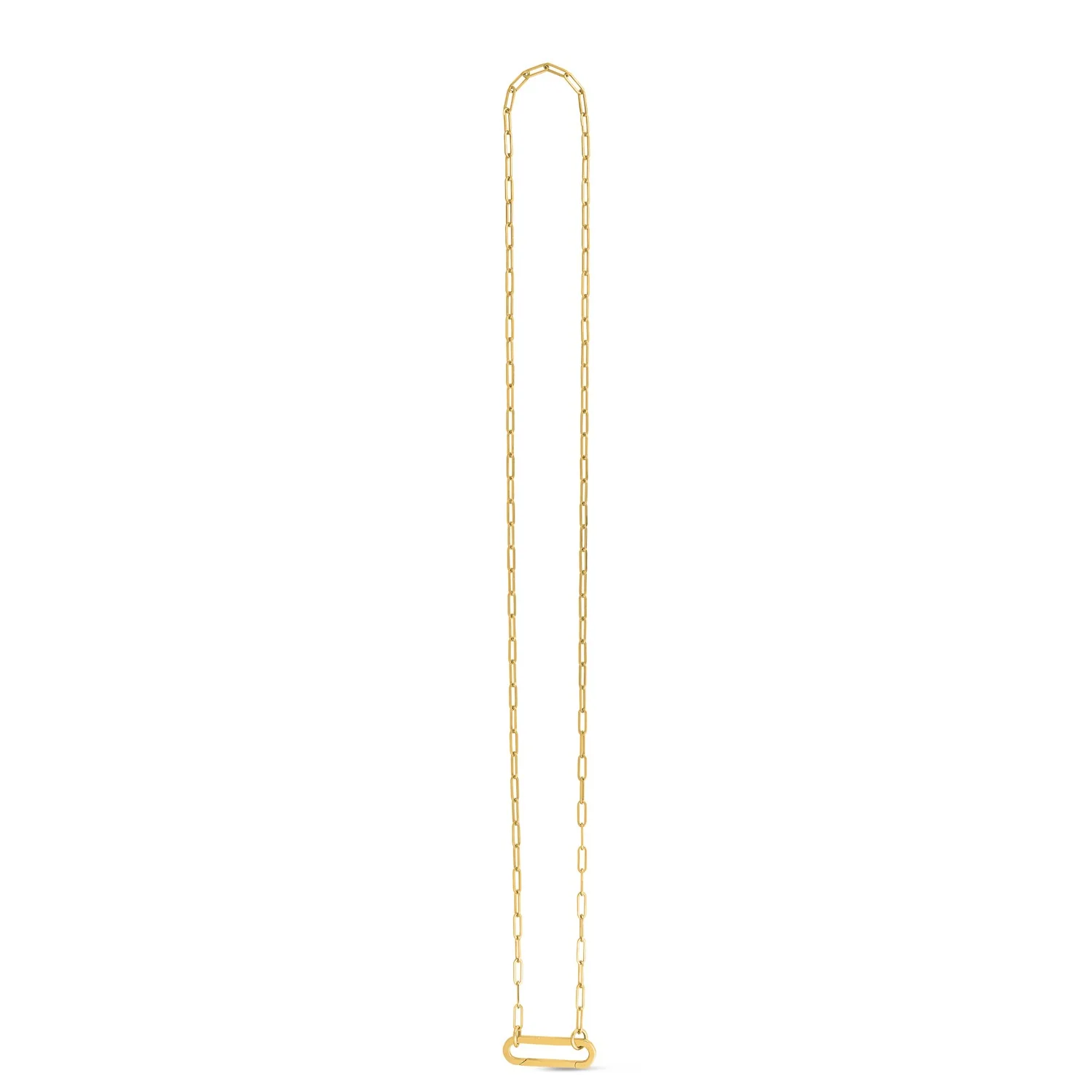 14k Yellow Gold Elongated Link Paperclip Necklace - Image 8