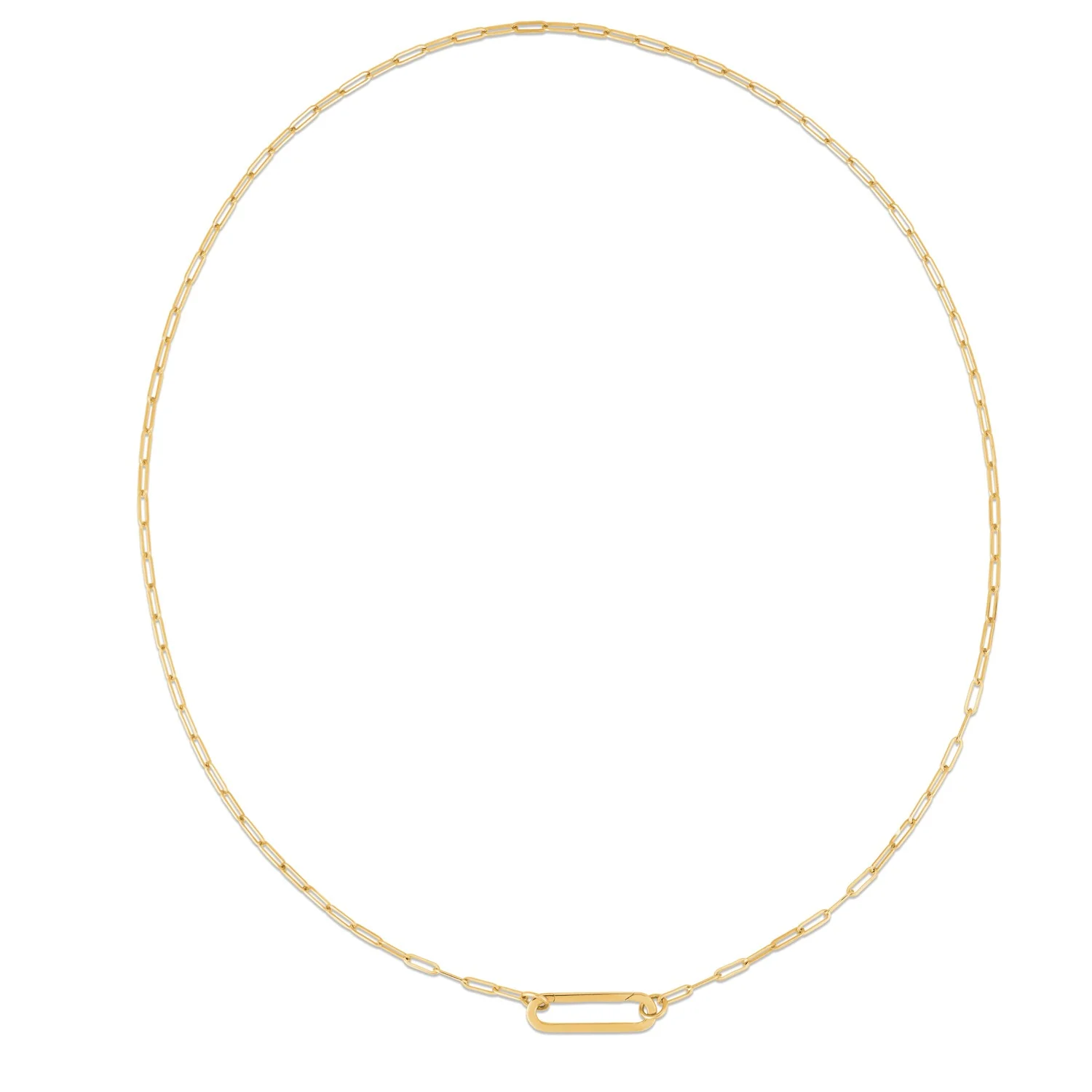 14k Yellow Gold Elongated Link Paperclip Necklace - Image 9
