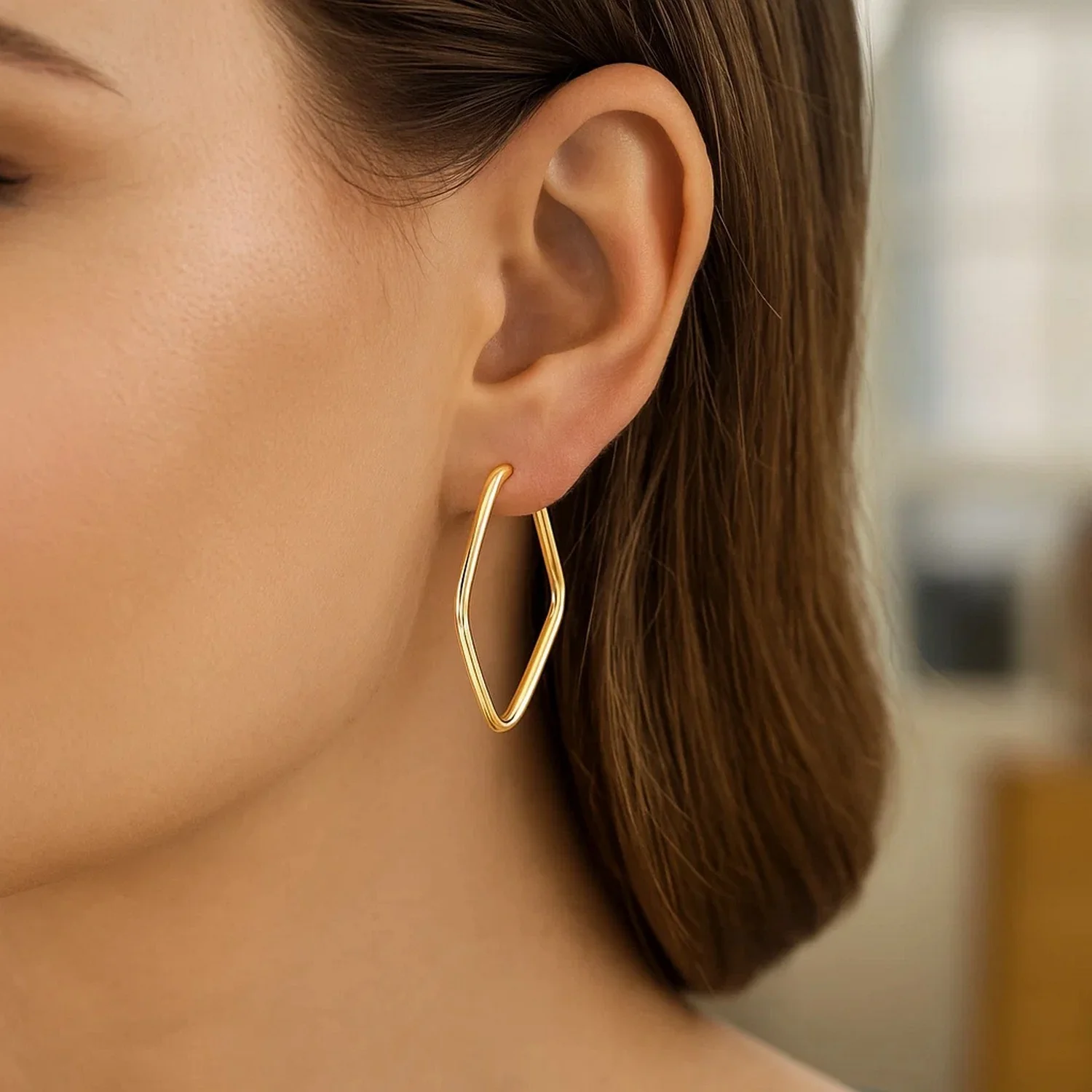14k Yellow Gold Endless Marquise Hoops - Image 6