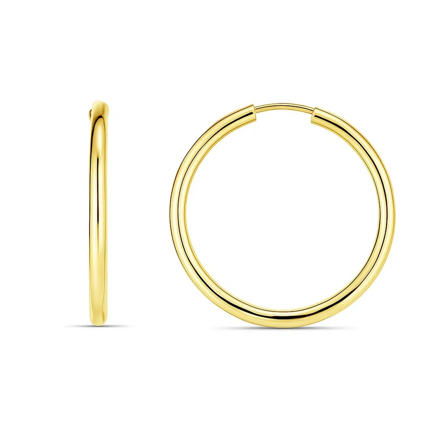 14k Yellow Gold Endless Round Hoop Earrings