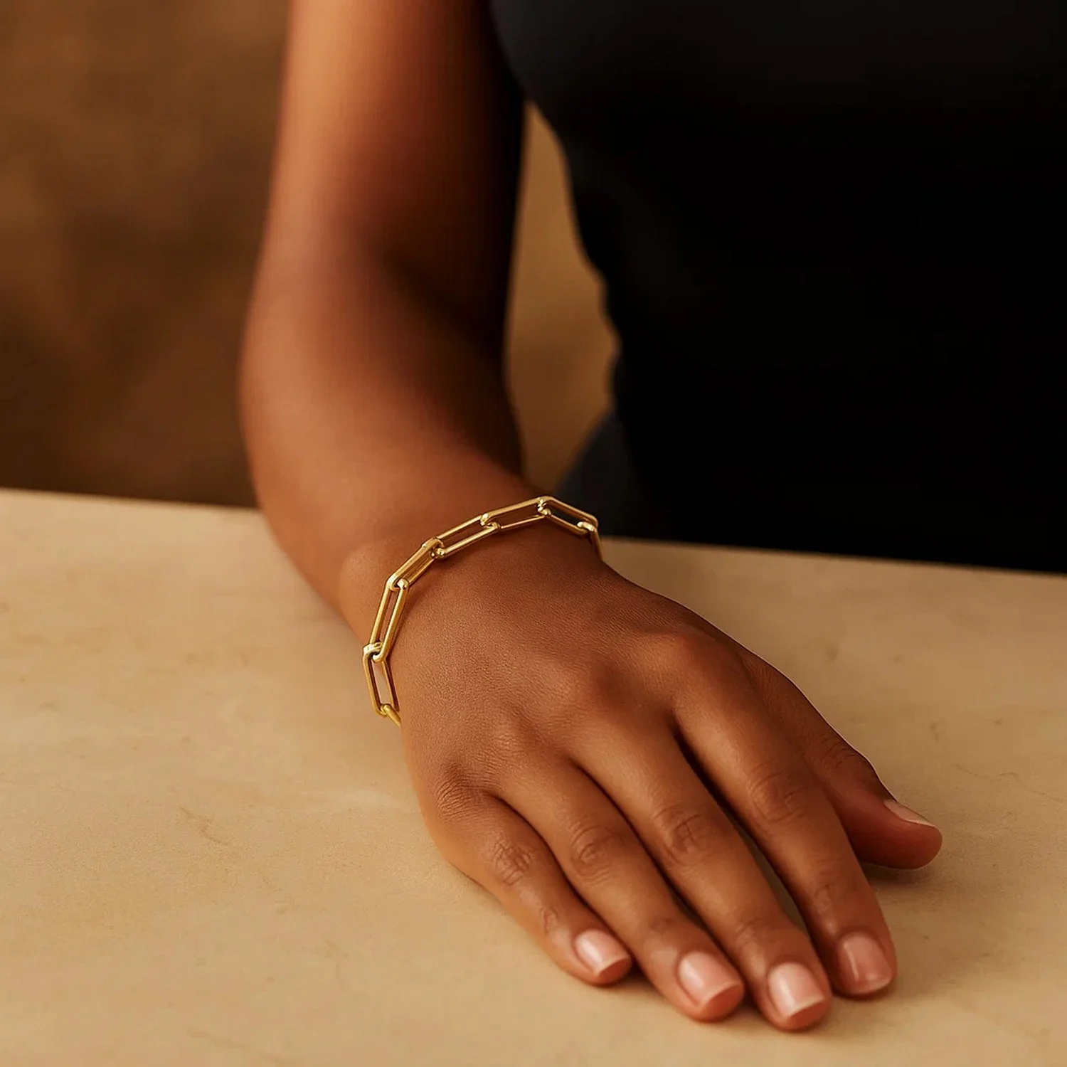 14K Yellow Gold Extra Wide Paperclip Chain Bracelet - Image 7