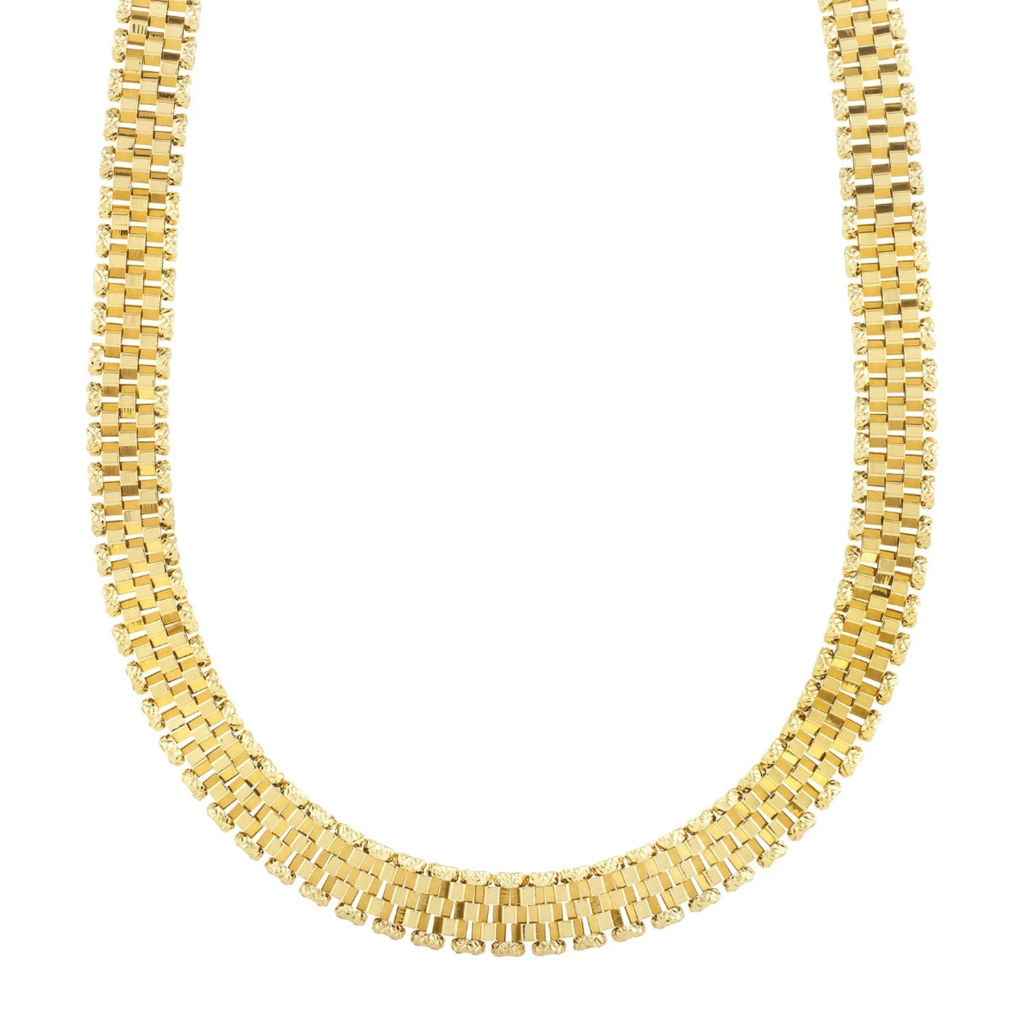 14k Yellow Gold Faceted Panther Link Chain Necklace - Image 11