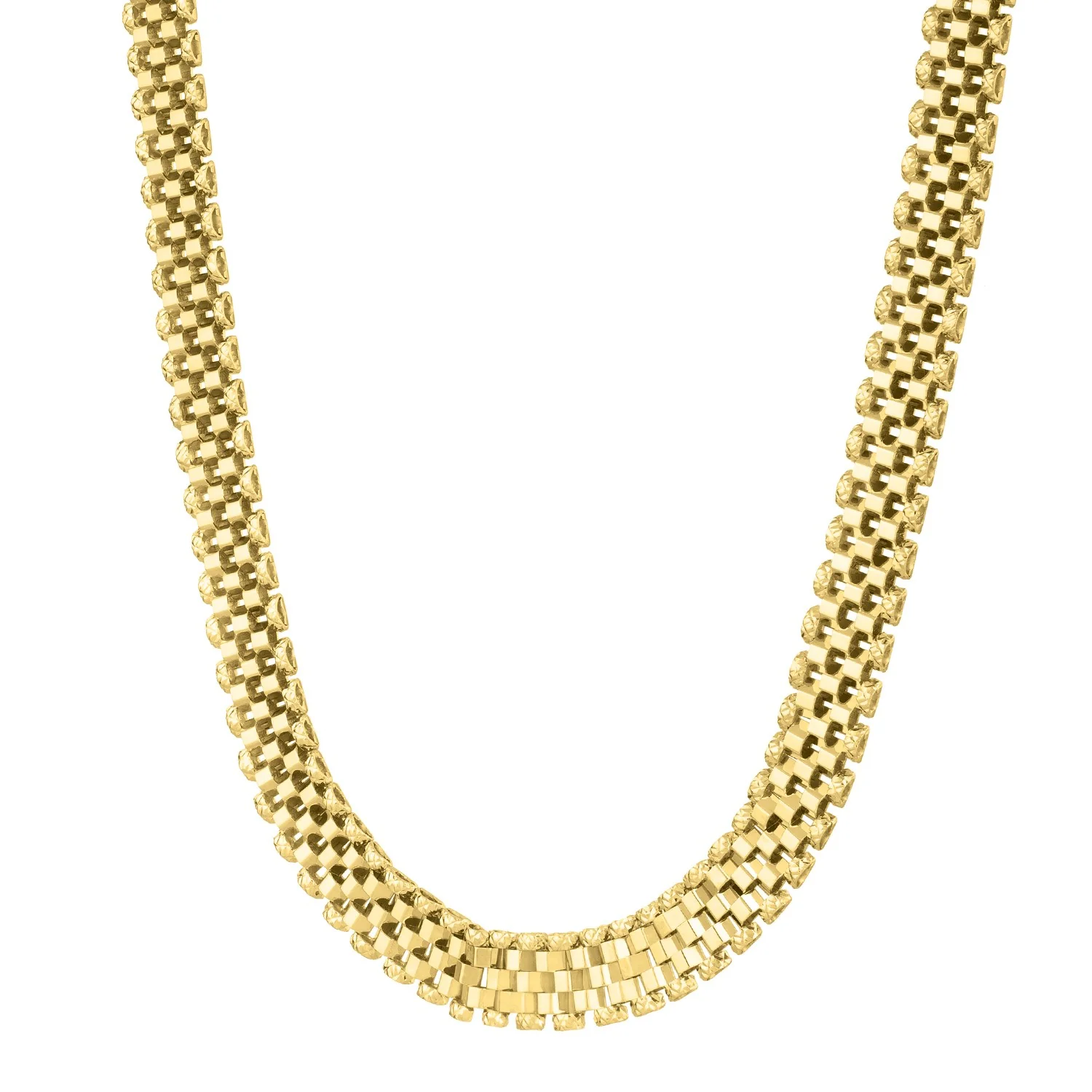 14k Yellow Gold Faceted Panther Link Chain Necklace - Image 5