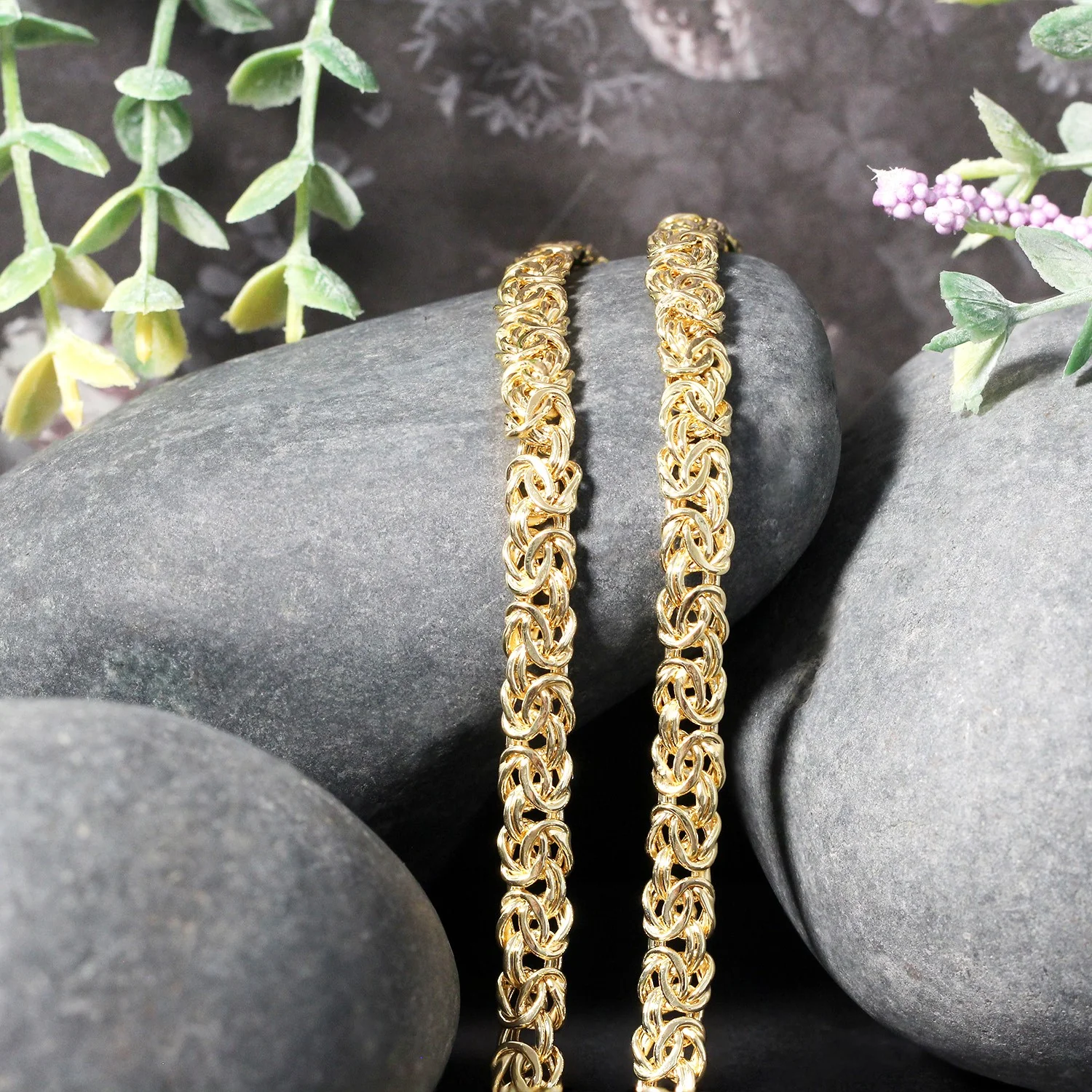 14k Yellow Gold Fancy Byzantine Chain Necklace - Image 14