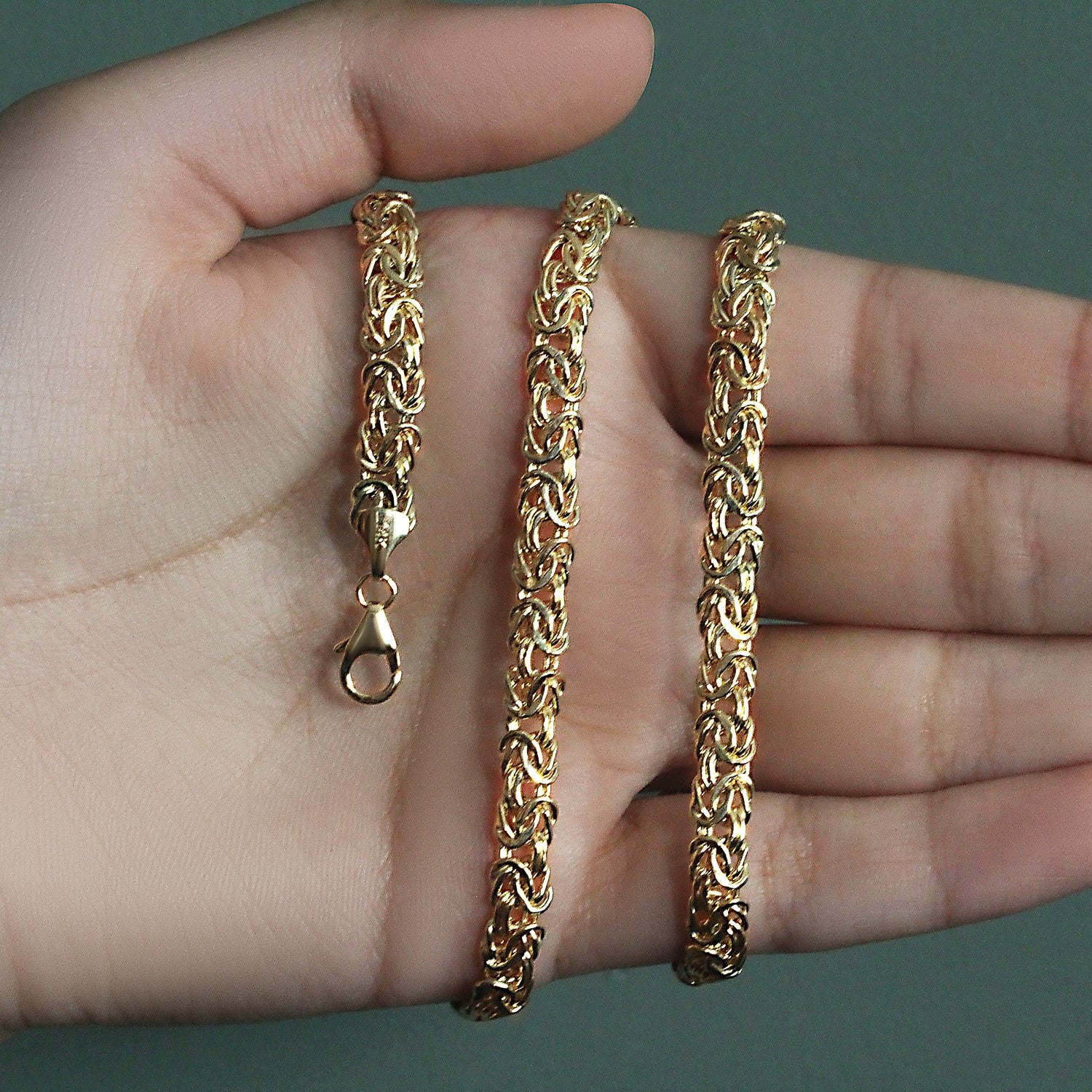 14k Yellow Gold Fancy Byzantine Chain Necklace - Image 20