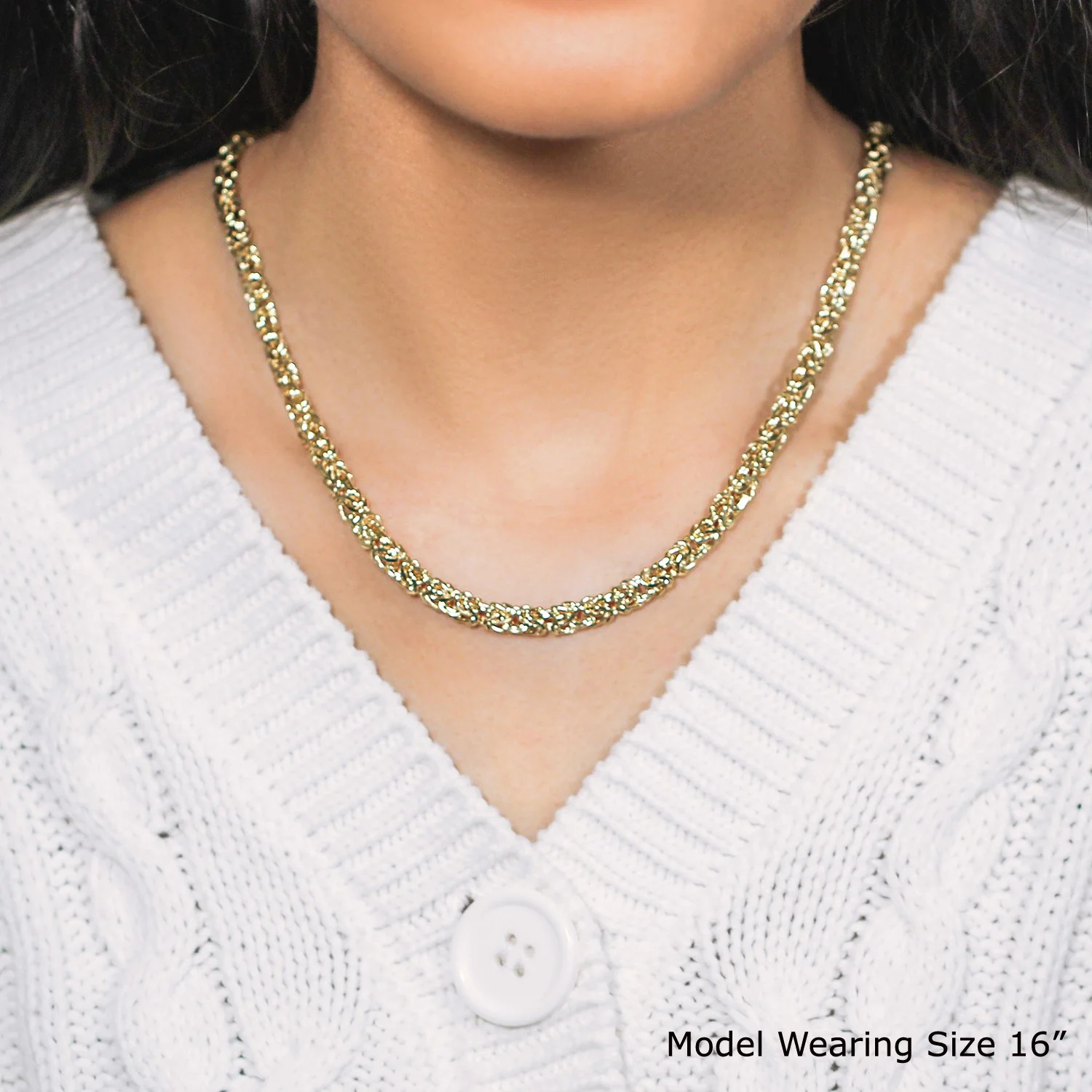 14k Yellow Gold Fancy Byzantine Chain Necklace - Image 21