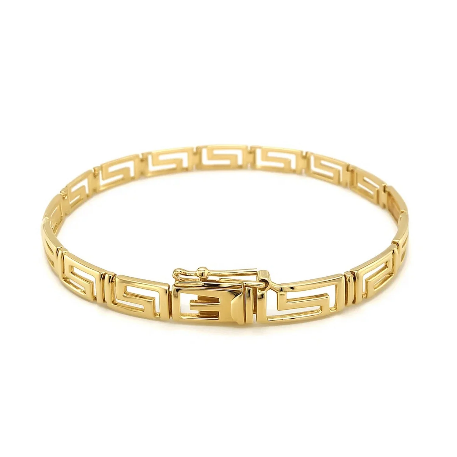 14k Yellow Gold Fancy Greek Key Motif Bracelet - Image 3