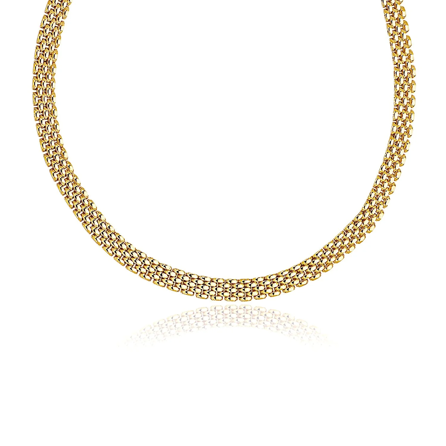 14k Yellow Gold Fancy Polished Multi-Row Panther Link Necklace - Image 6