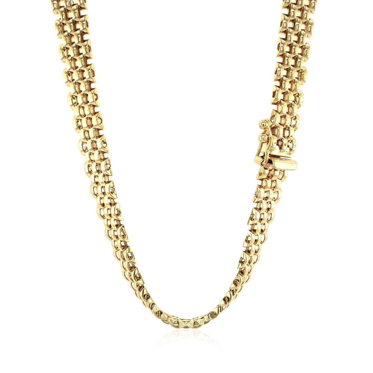 14k Yellow Gold Fancy Polished Multi-Row Panther Link Necklace - Image 8