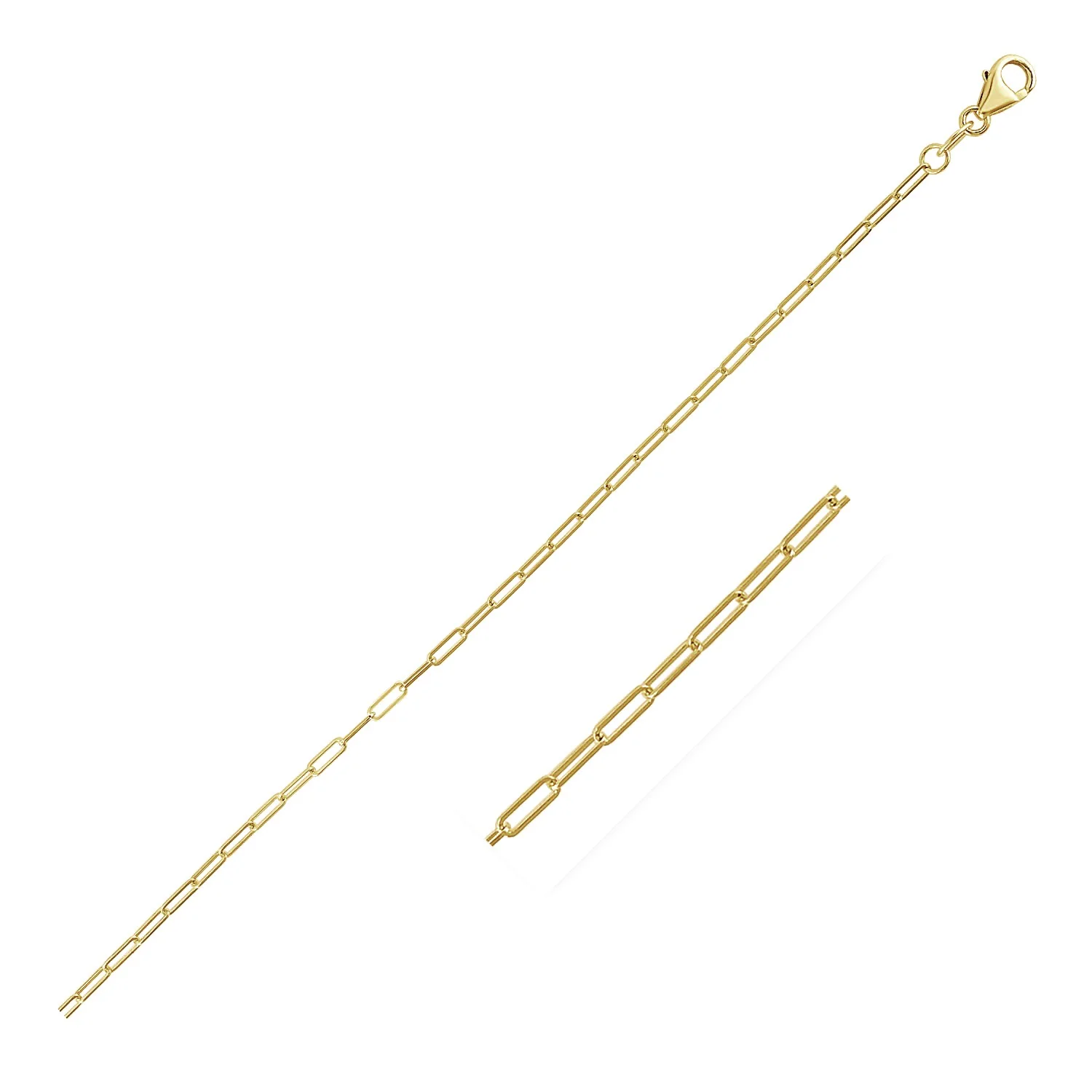 14K Yellow Gold Fine Paperclip Chain (1.5mm) - Image 2