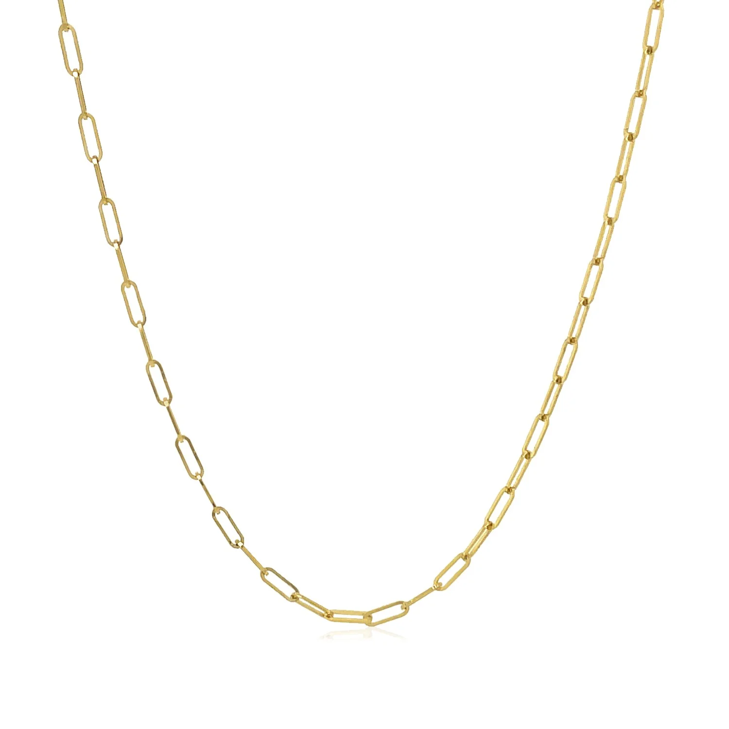 14K Yellow Gold Fine Paperclip Chain (1.5mm) - Image 6