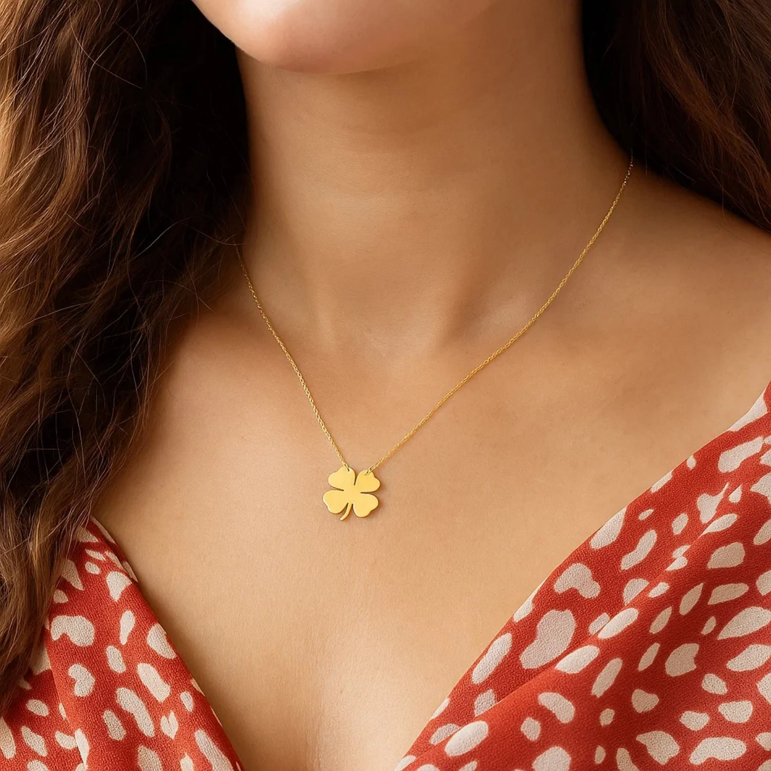 14K Yellow Gold Four Leaf Clover Necklace - Image 20
