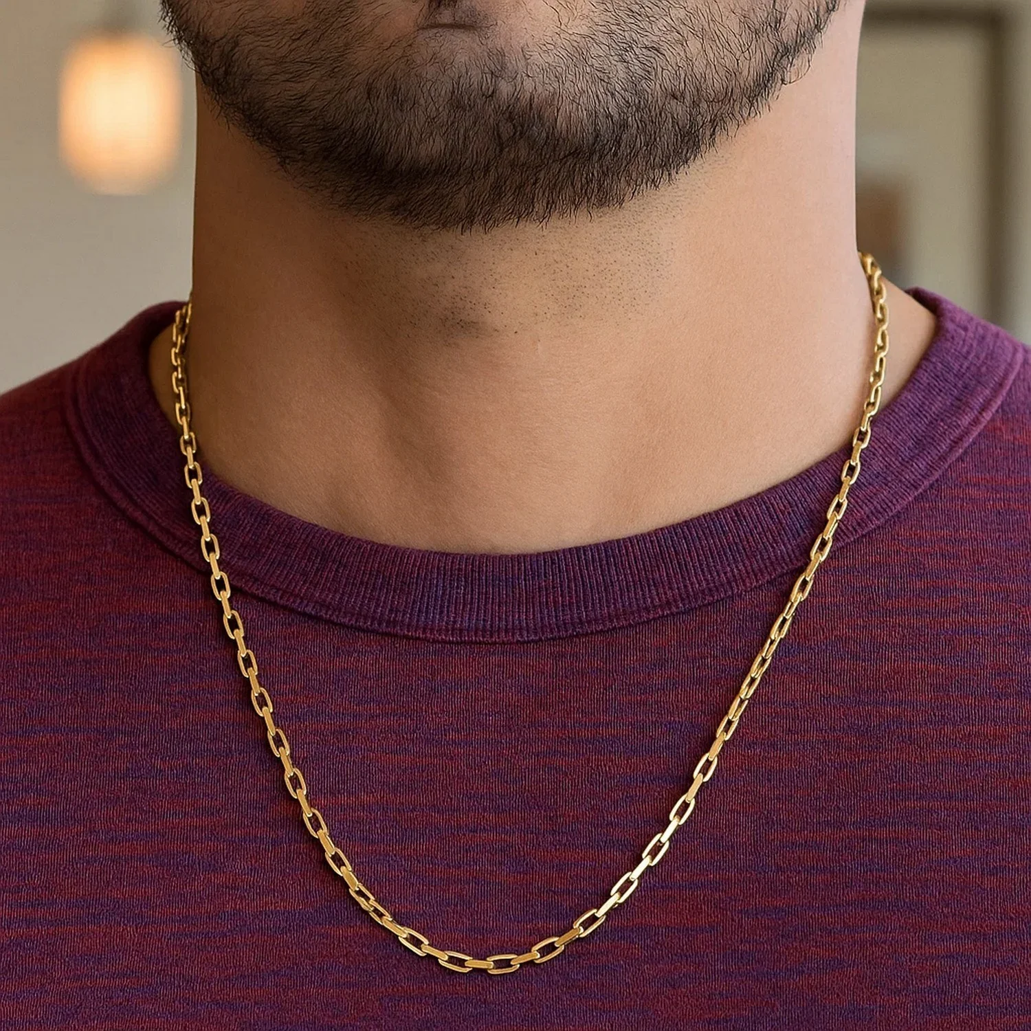 14k Yellow Gold French Cable Link Chain 3.6 mm - Image 6