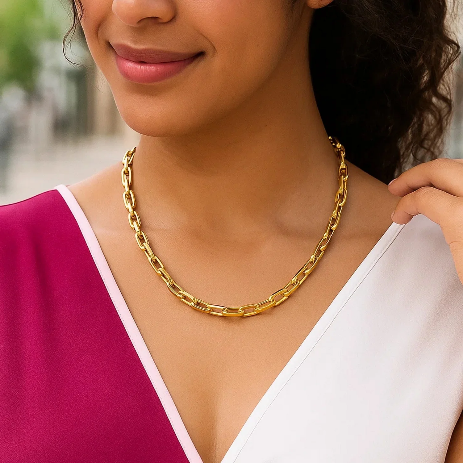 14k Yellow Gold French Cable Link Necklace (6mm) - Image 3