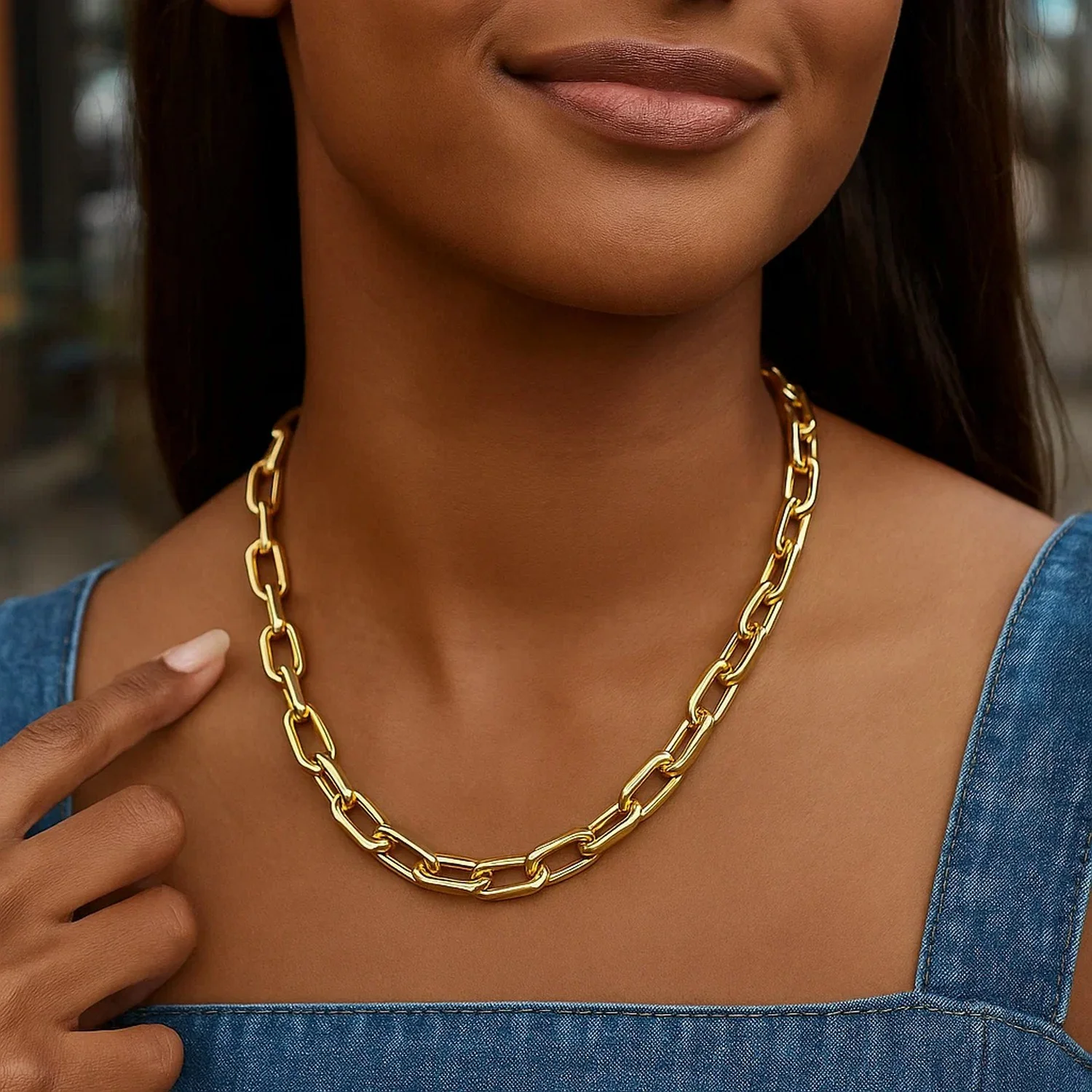 14k Yellow Gold French Cable Link Necklace (9mm) - Image 4