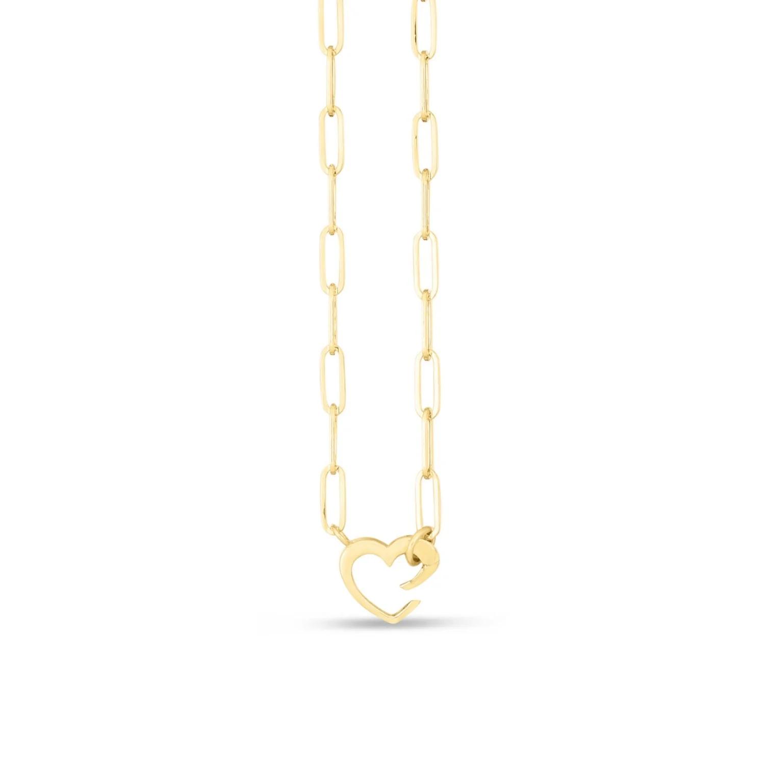 14k Yellow Gold Heart Element Paperclip Necklace - Image 11