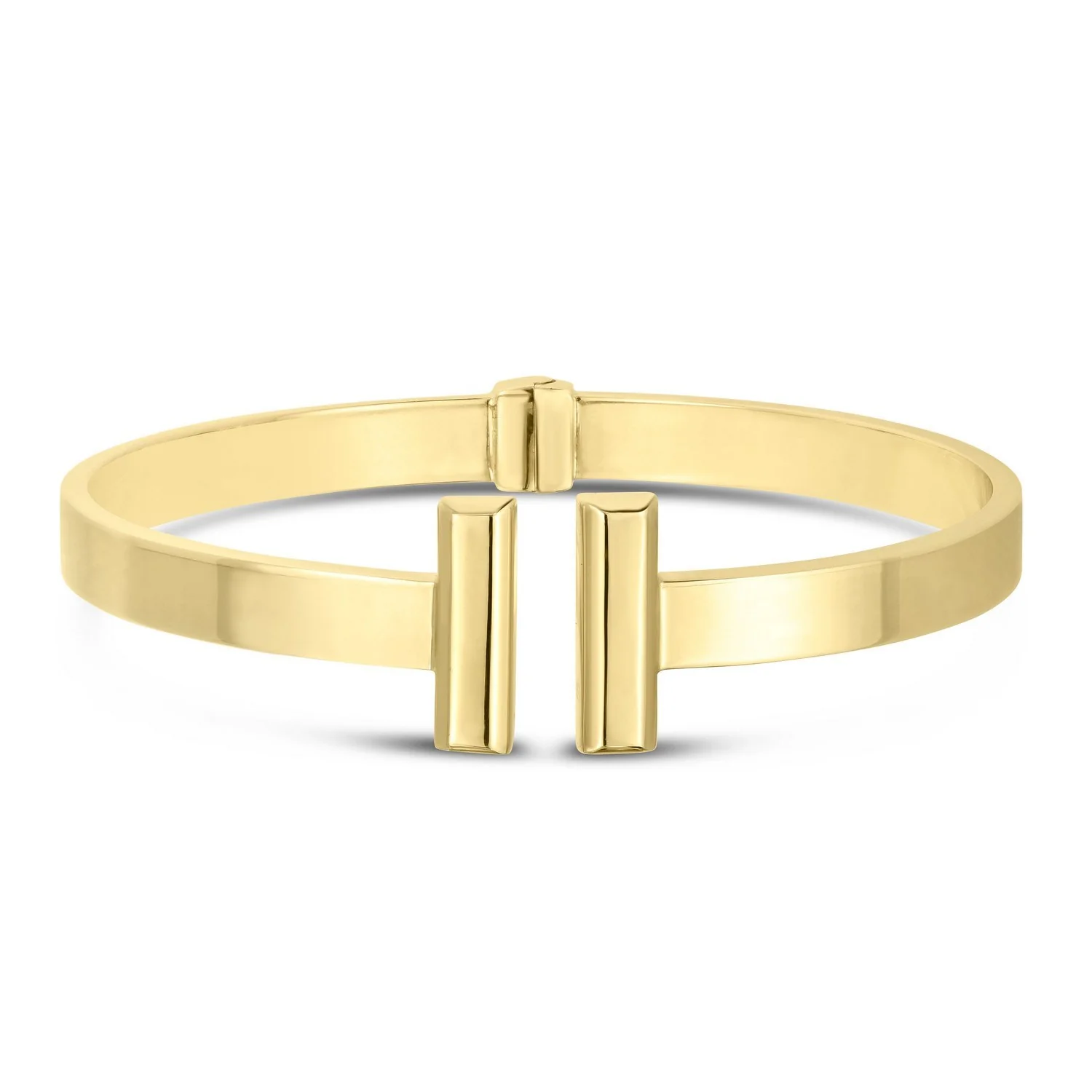 14k Yellow Gold High Polish Bar Cuff Bangle (6mm) - Image 2