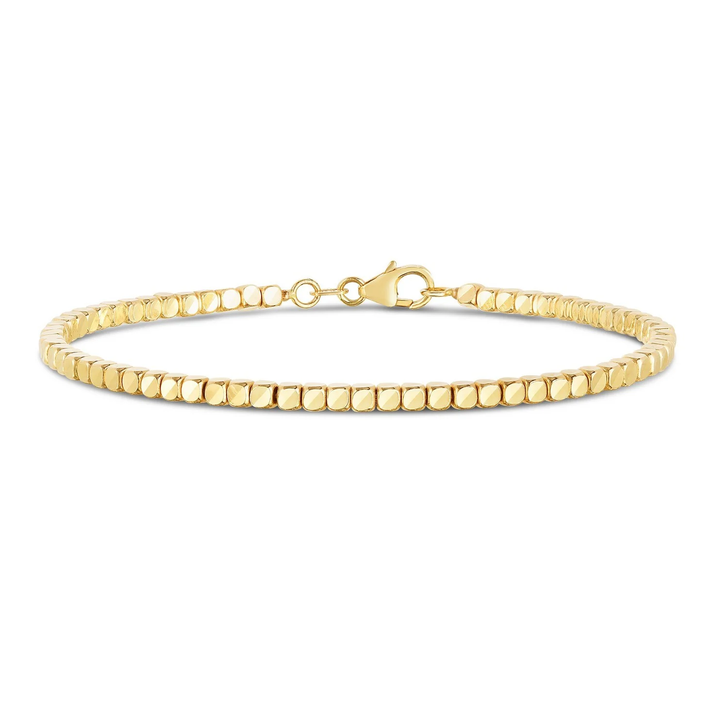14k Yellow Gold High Polish Bead Cuff Bangle - Image 7
