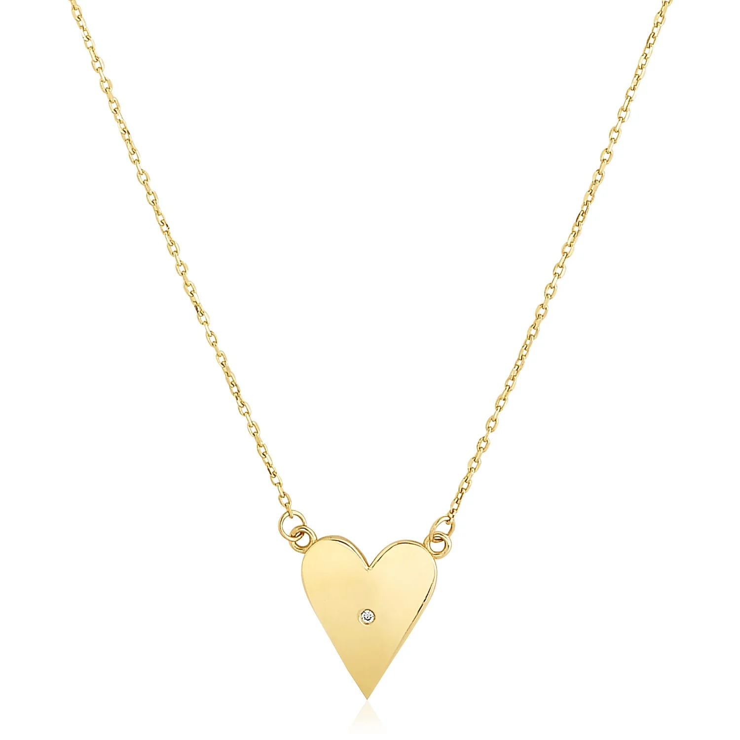 14k Yellow Gold High Polish Elongated Heart Necklace - Image 15