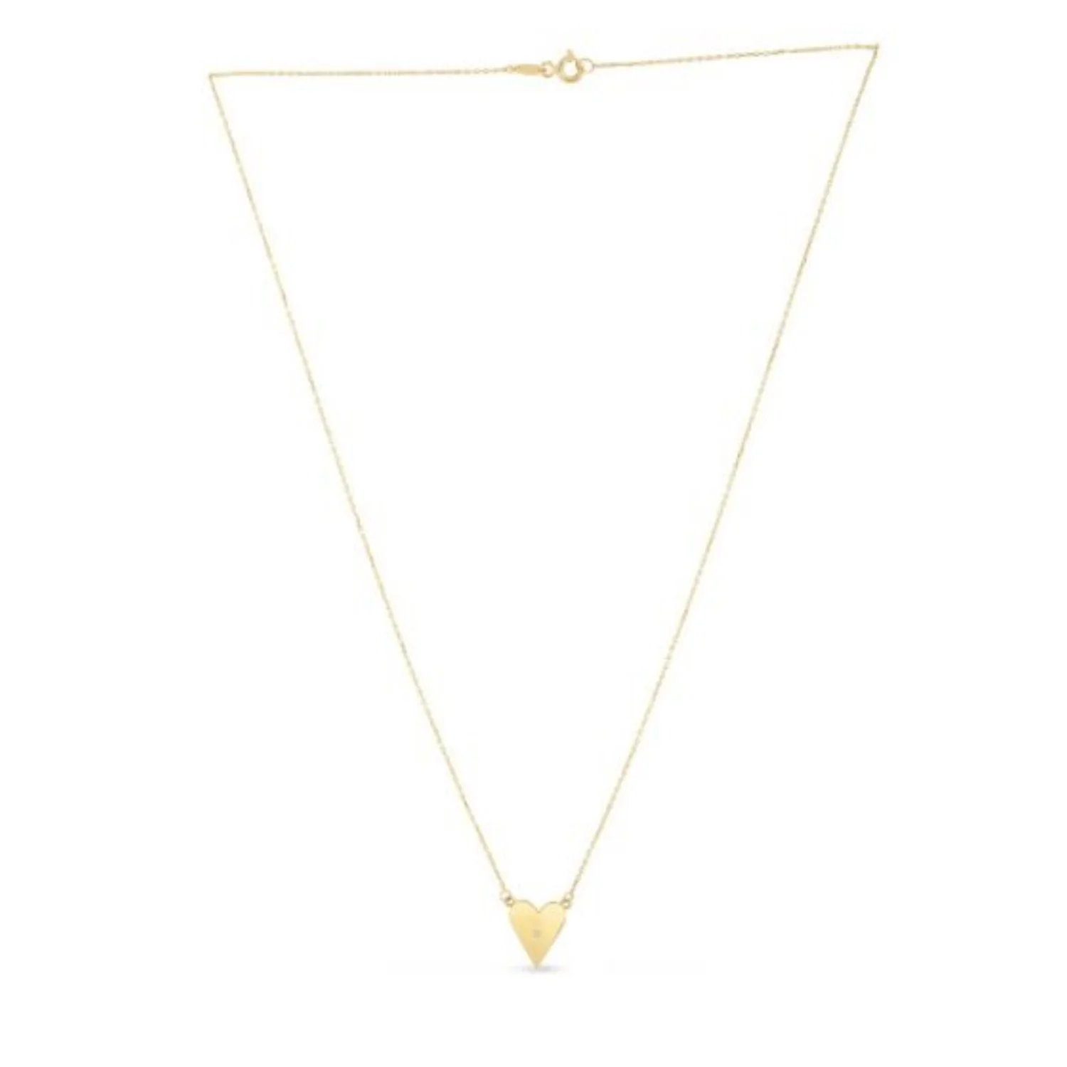 14k Yellow Gold High Polish Elongated Heart Necklace - Image 5