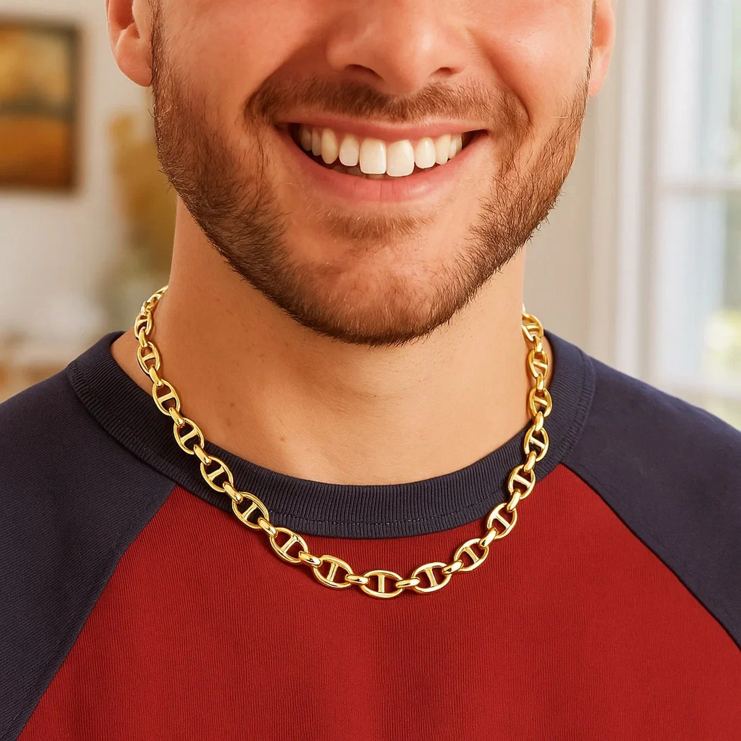 14k Yellow Gold High Polish Mariner Link Chain (8.8mm) - Image 5