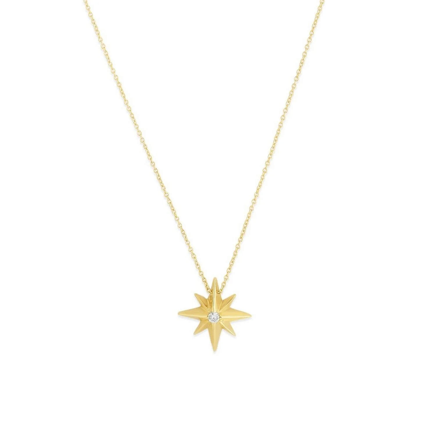 14k Yellow Gold High Polish North Star Necklace - Image 2