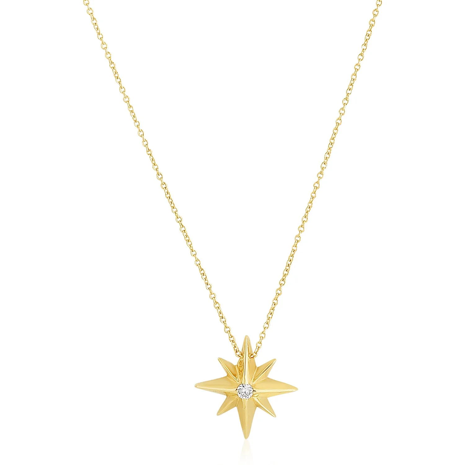 14k Yellow Gold High Polish North Star Necklace - Image 7