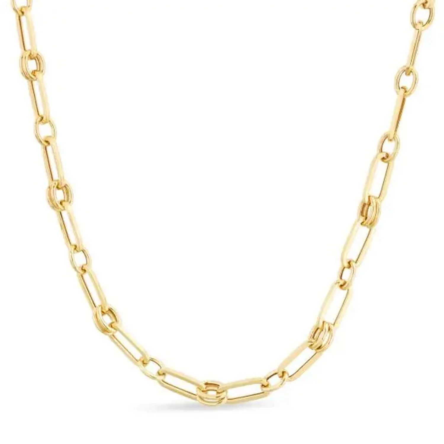 14k Yellow Gold High Polish Paperclip Rondel Link Chain (5.6mm) - Image 3