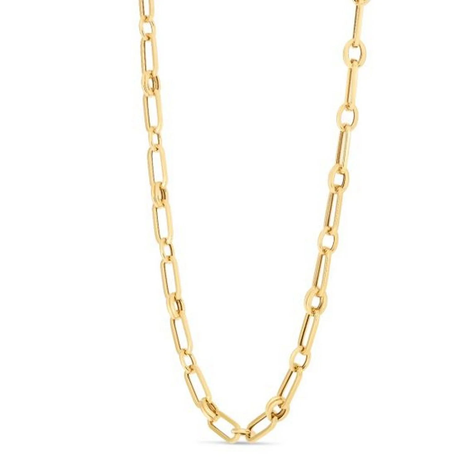 14k Yellow Gold High Polish Paperclip Rondel Link Chain (5.6mm) - Image 4