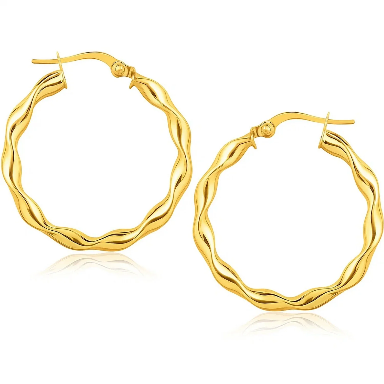 14k Yellow Gold Hoop Earrings (1 1/8 inch)
