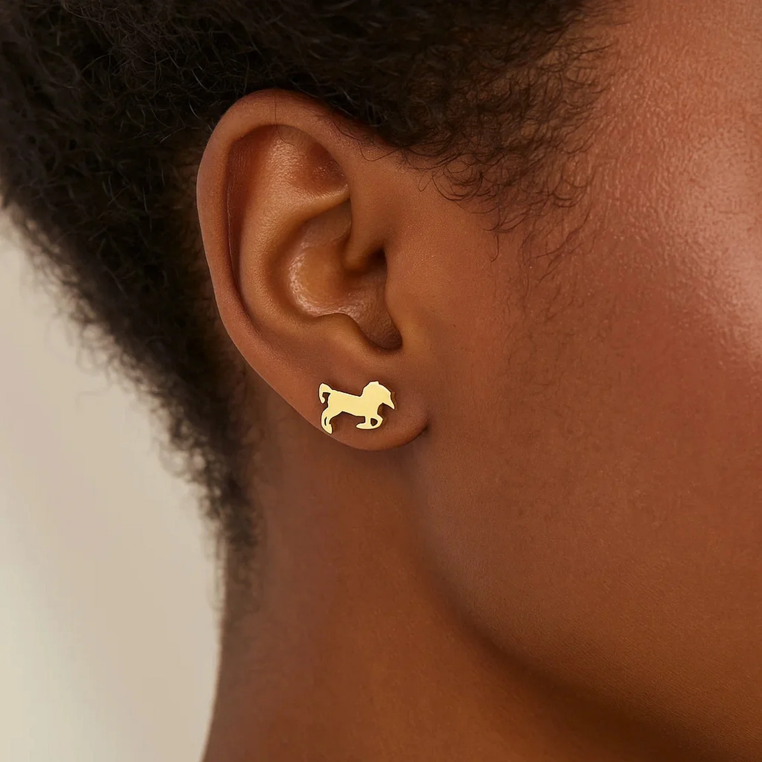 14K Yellow Gold Horse Earrings - Image 2