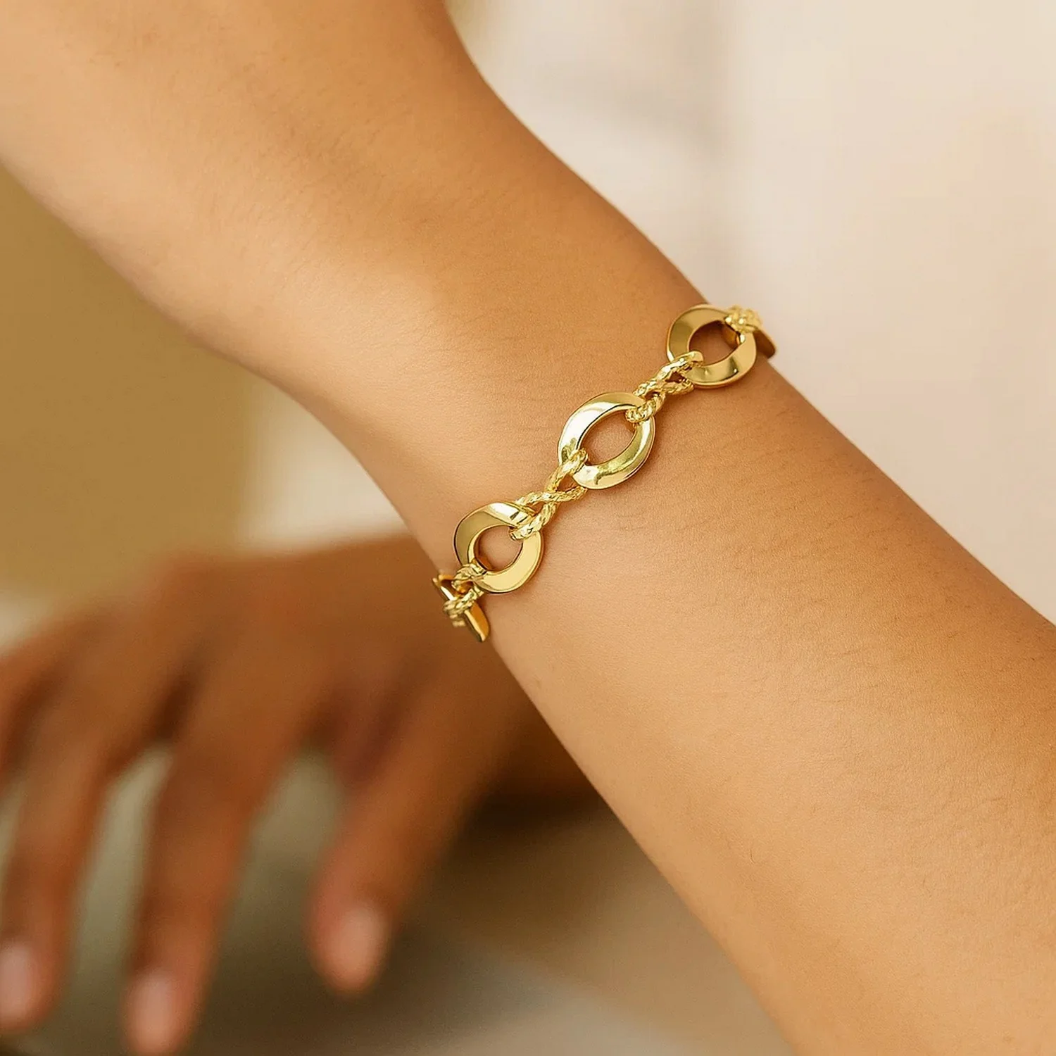 14k Yellow Gold Infinity Link Bracelet - Image 5