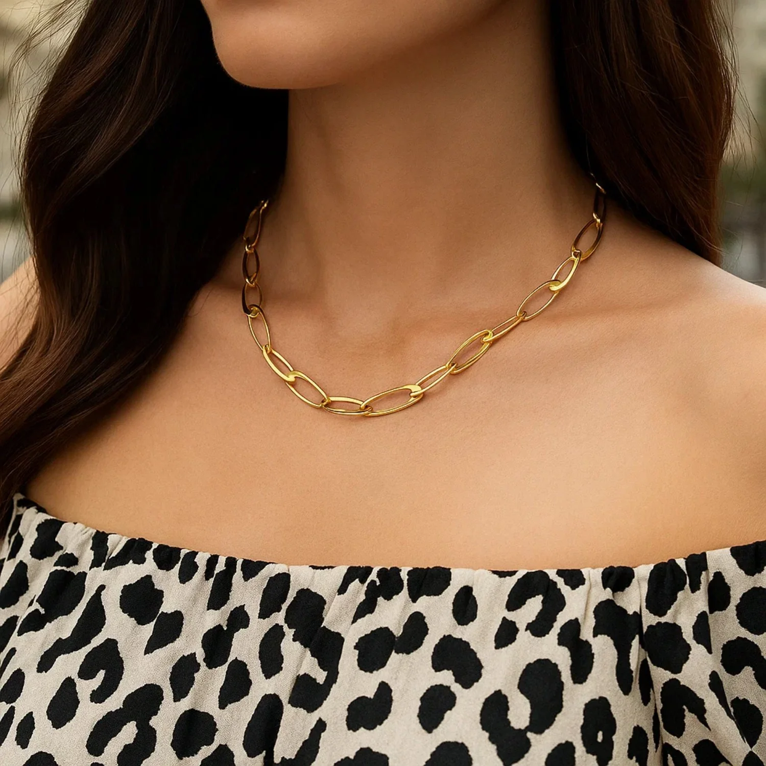 14K Yellow Gold Italian Oval Links Necklace - Image 3
