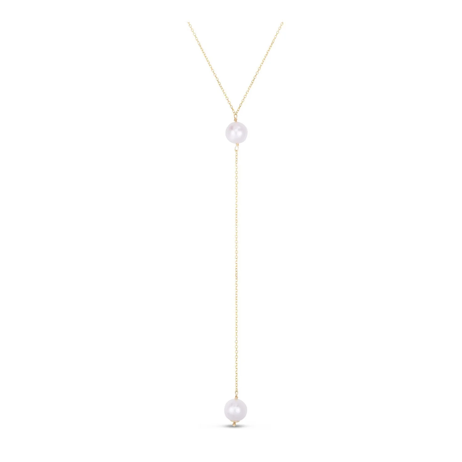 14k Yellow Gold Lariat Necklace with Pearls - Image 9