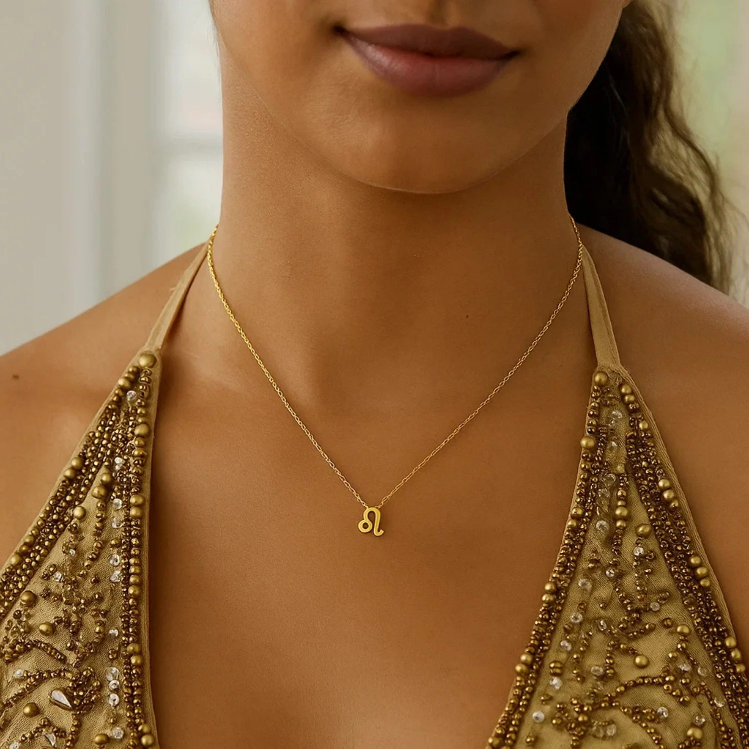 14K Yellow Gold Leo Necklace - Image 5