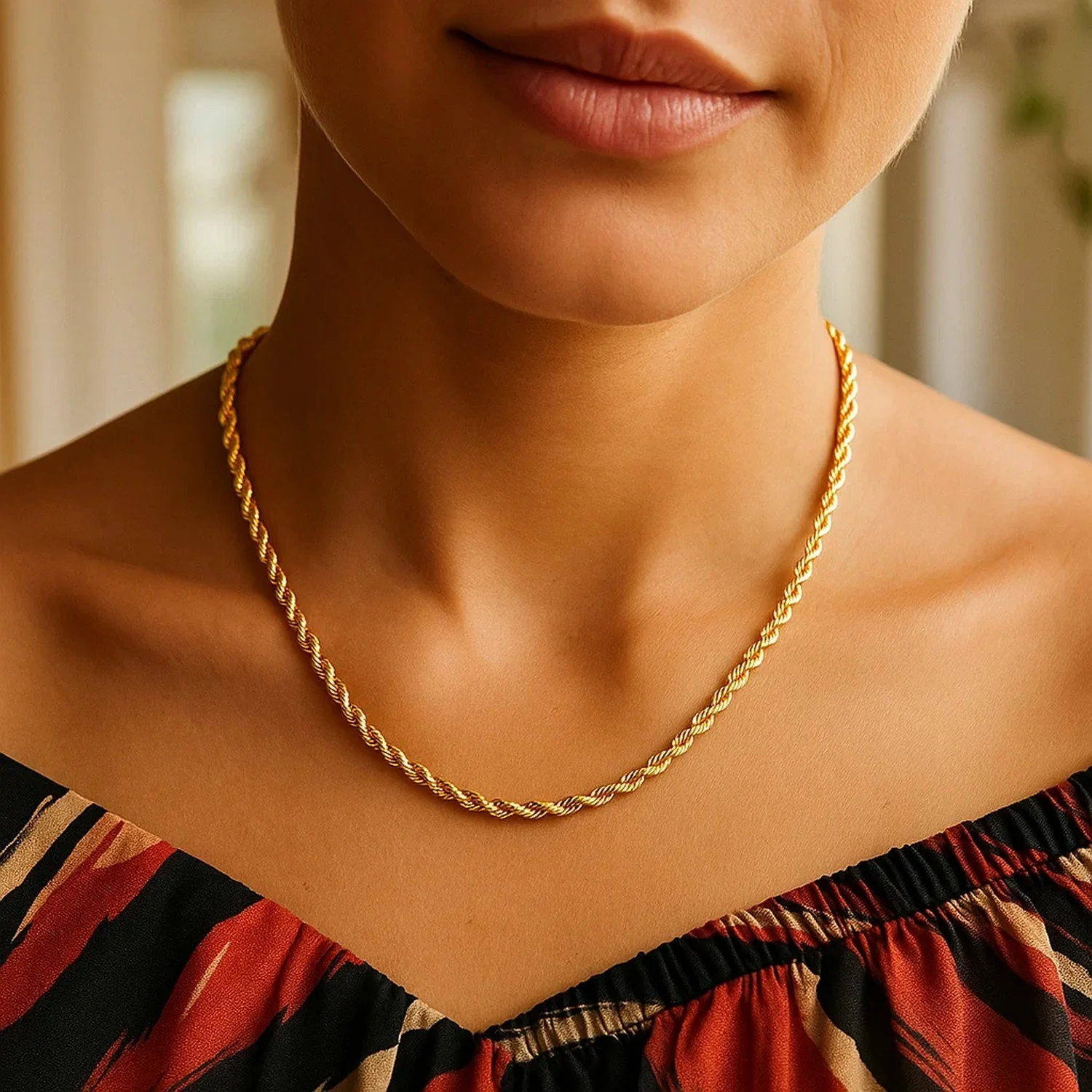 14k Yellow Gold Light Rope Chain 1.5mm - Image 3