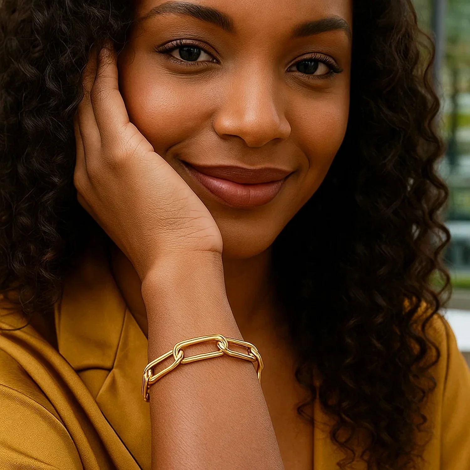14k Yellow Gold Lite Round Wire Paperclip Bracelet (8.5mm) - Image 2