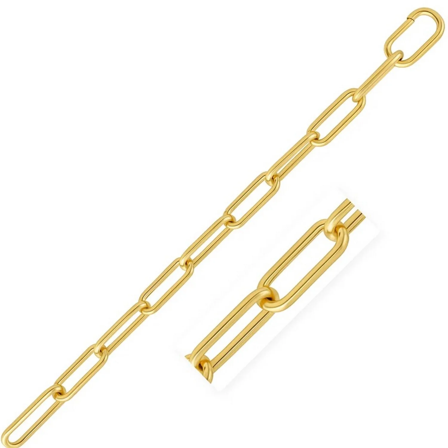 14k Yellow Gold Lite Round Wire Paperclip Bracelet (8.5mm) - Image 3