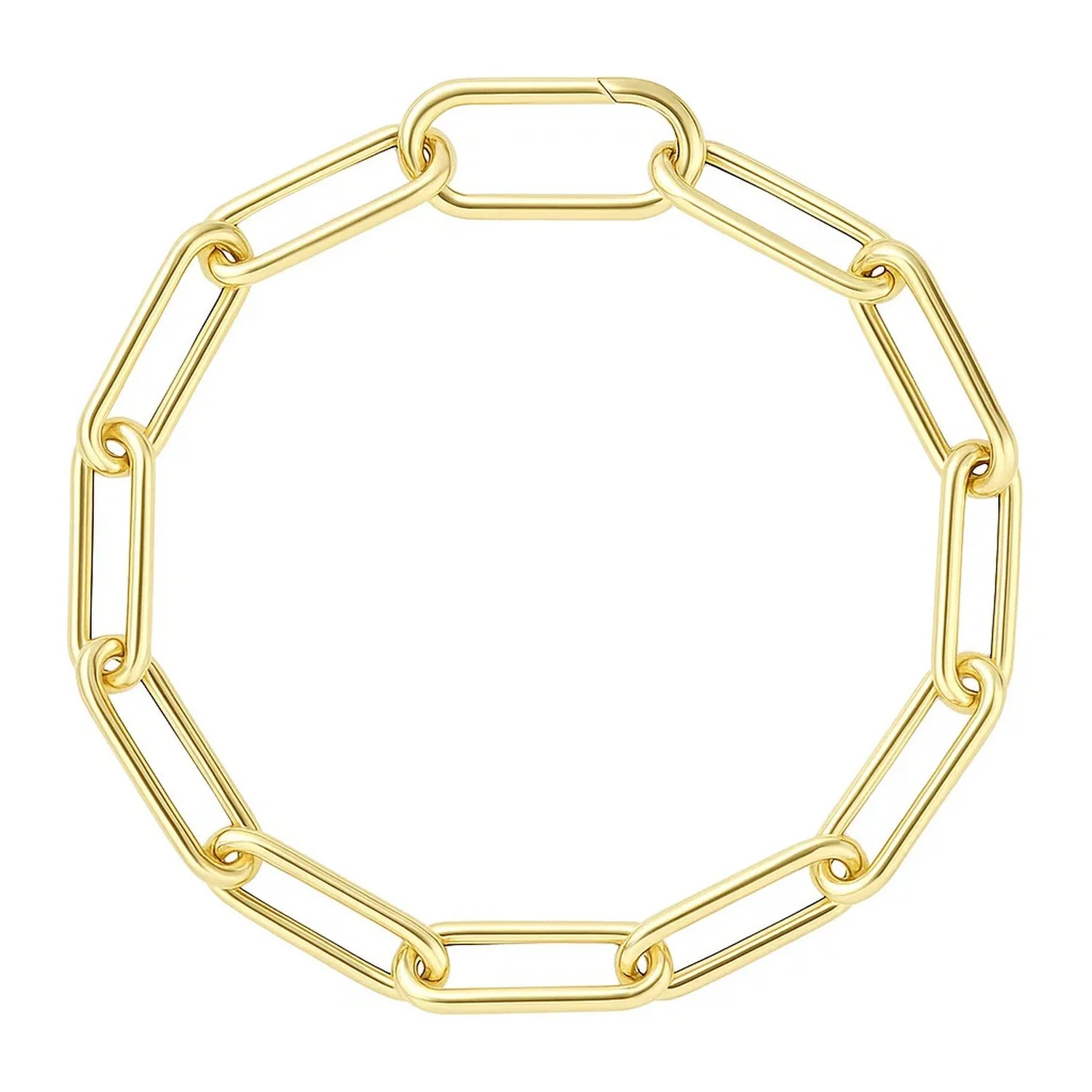14k Yellow Gold Lite Round Wire Paperclip Bracelet (8.5mm) - Image 7