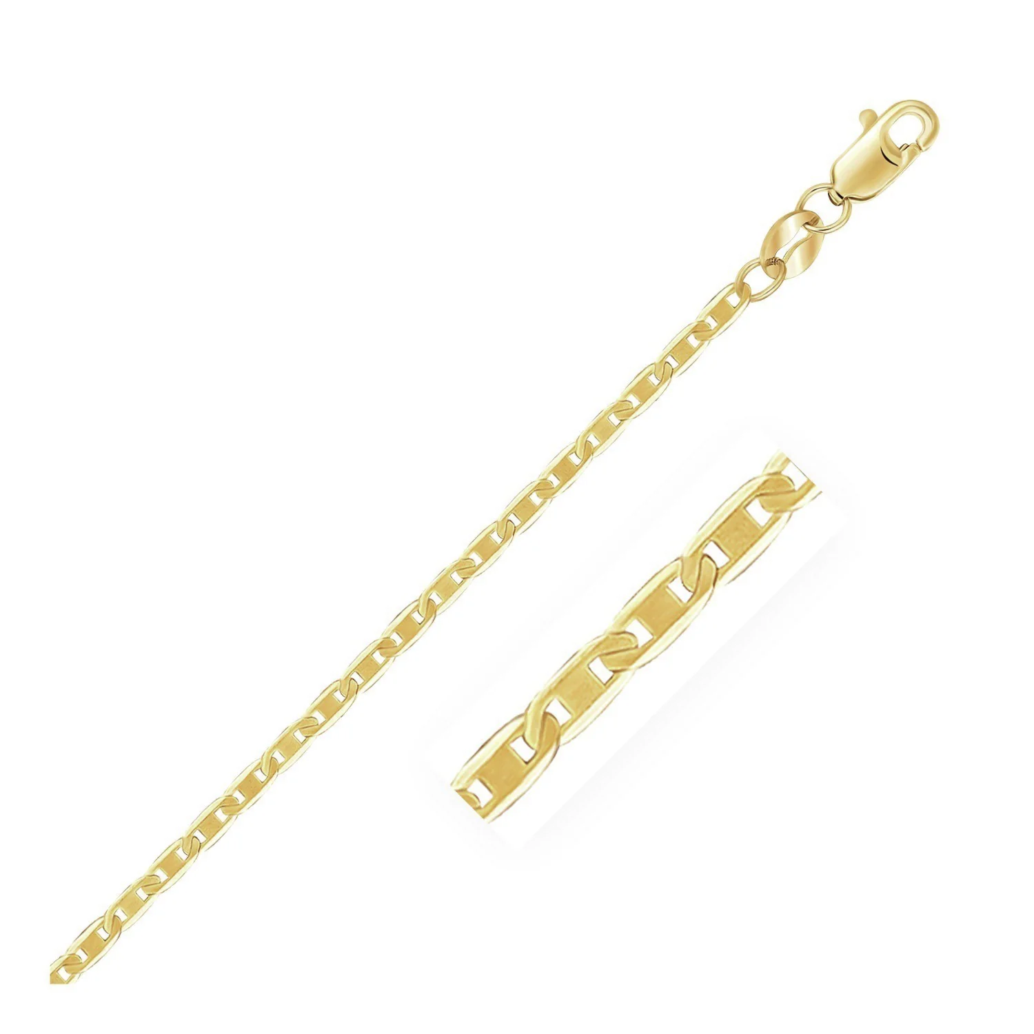 14k Yellow Gold Mariner Link Chain 1.7mm - Image 2