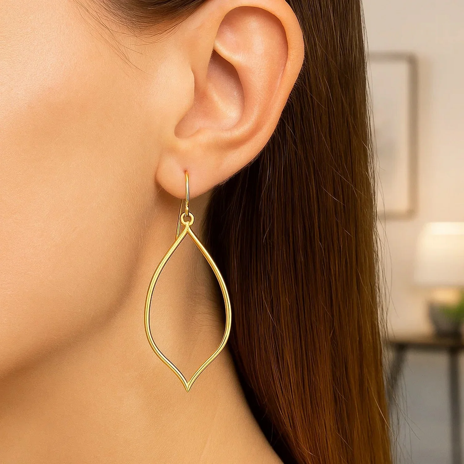 14k Yellow Gold Marquise Style Polished Earrings - Image 2