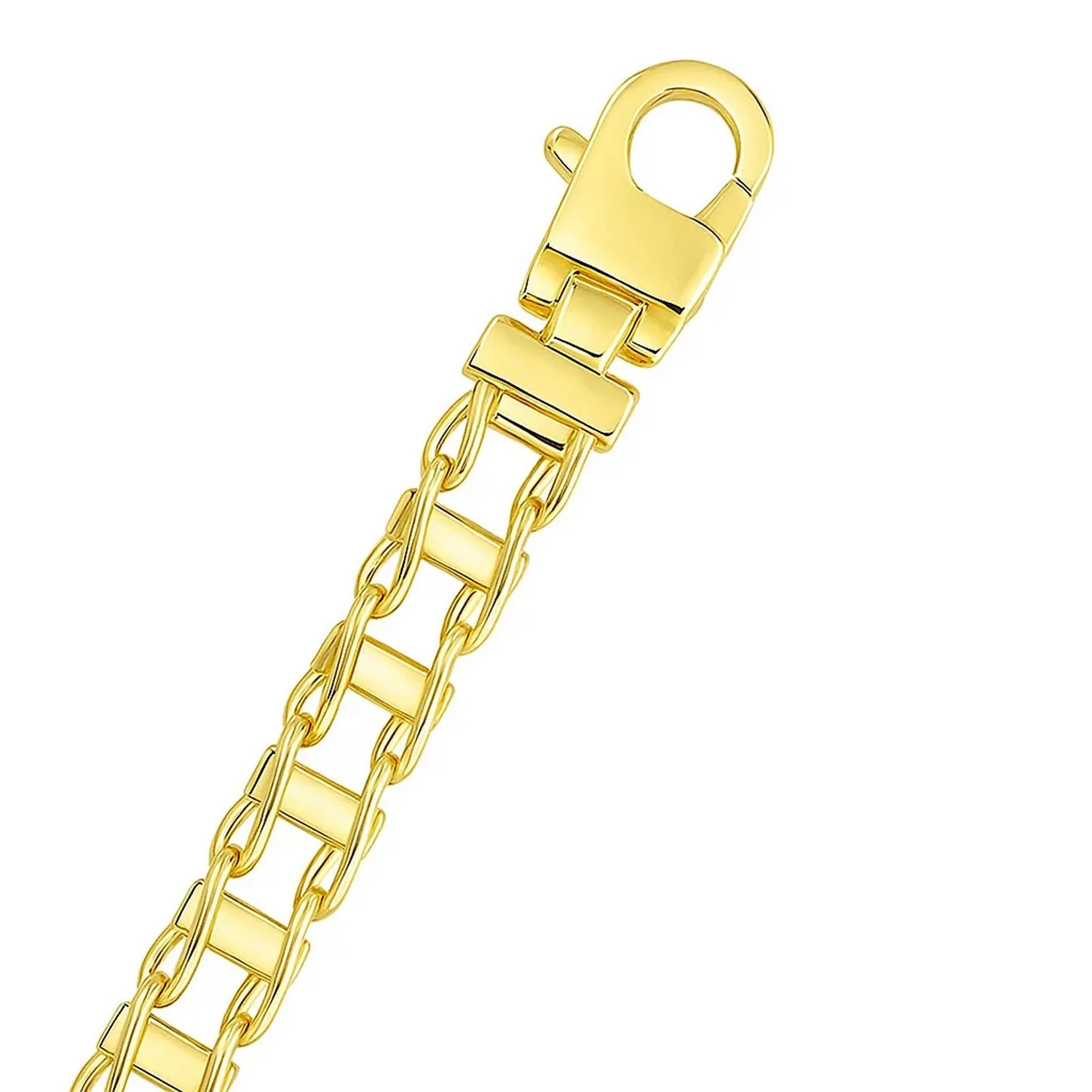 14k Yellow Gold Men's Necklace with Track Design Links - Image 4