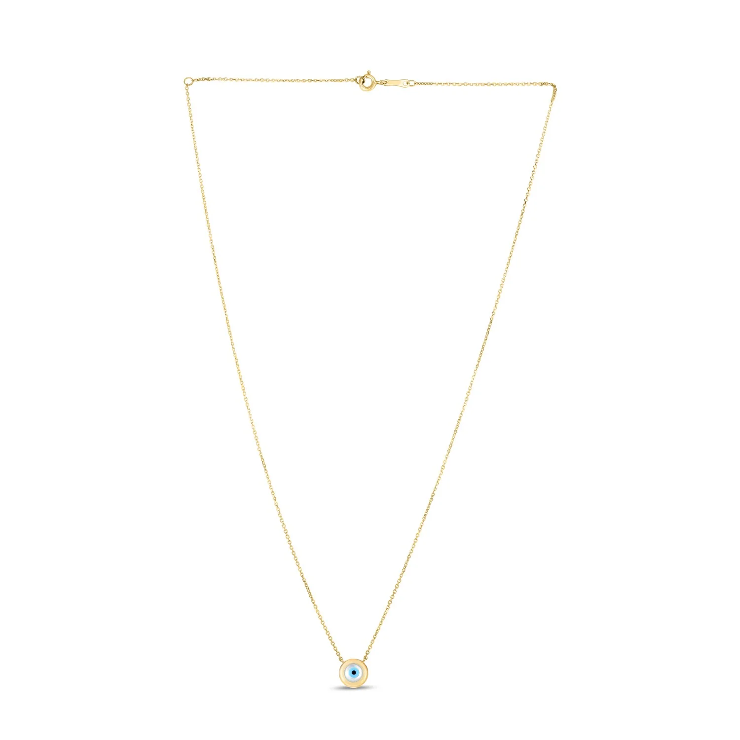 14k Yellow Gold MOP Evil Eye Necklace - Image 4