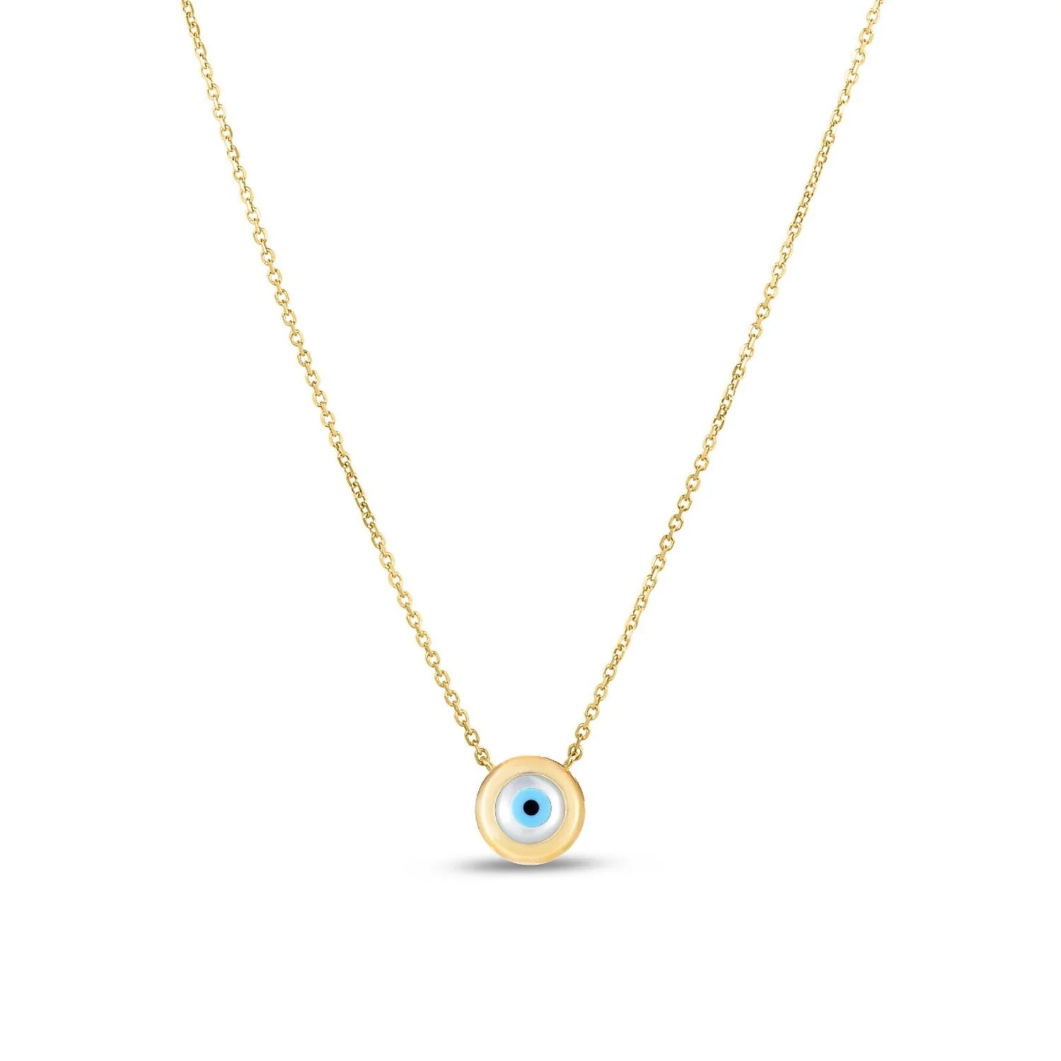 14k Yellow Gold MOP Evil Eye Necklace - Image 9