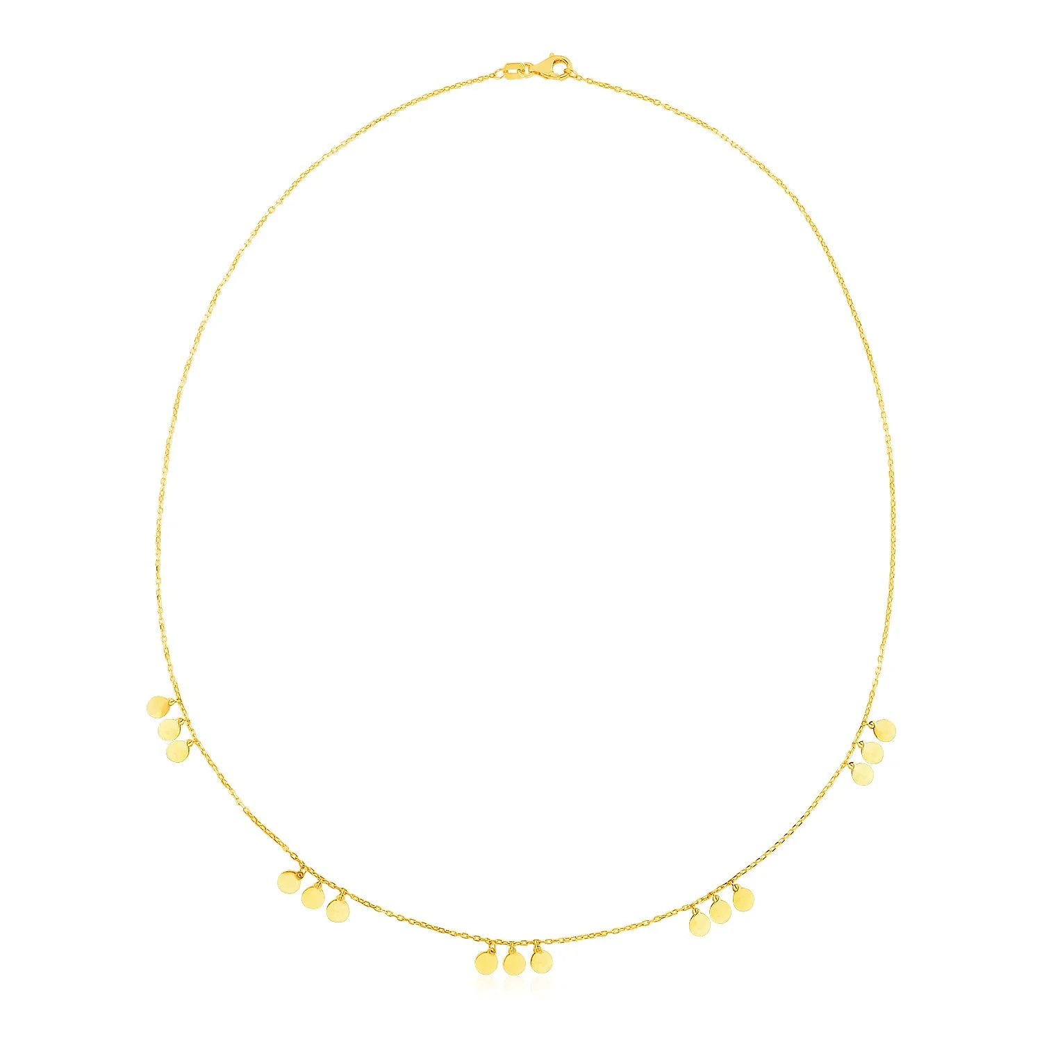 14k Yellow Gold Necklace with Circle Dangle Stations - Image 2