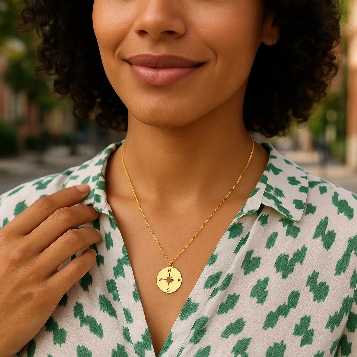 14K Yellow Gold Necklace with Compass - Image 10