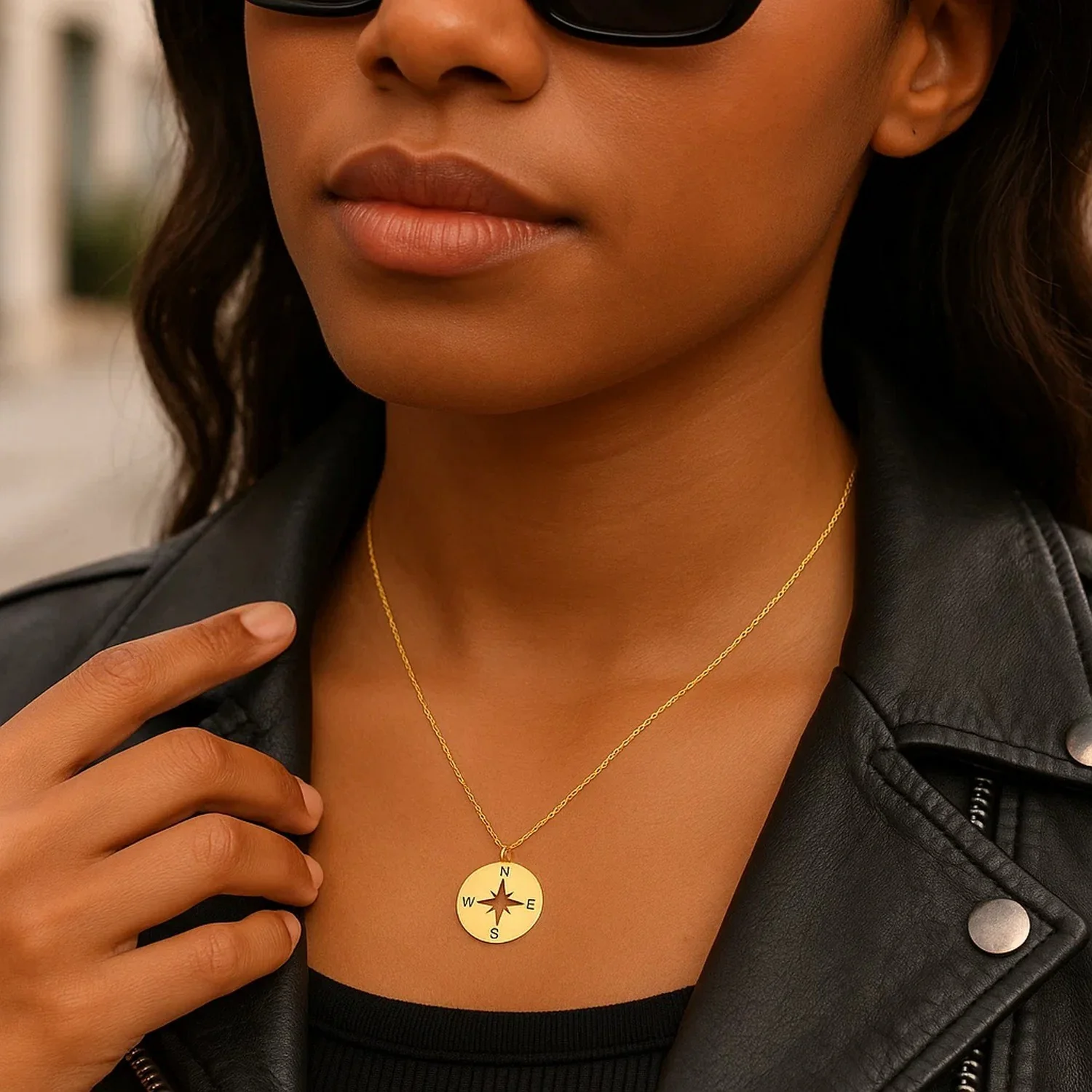 14K Yellow Gold Necklace with Compass - Image 16