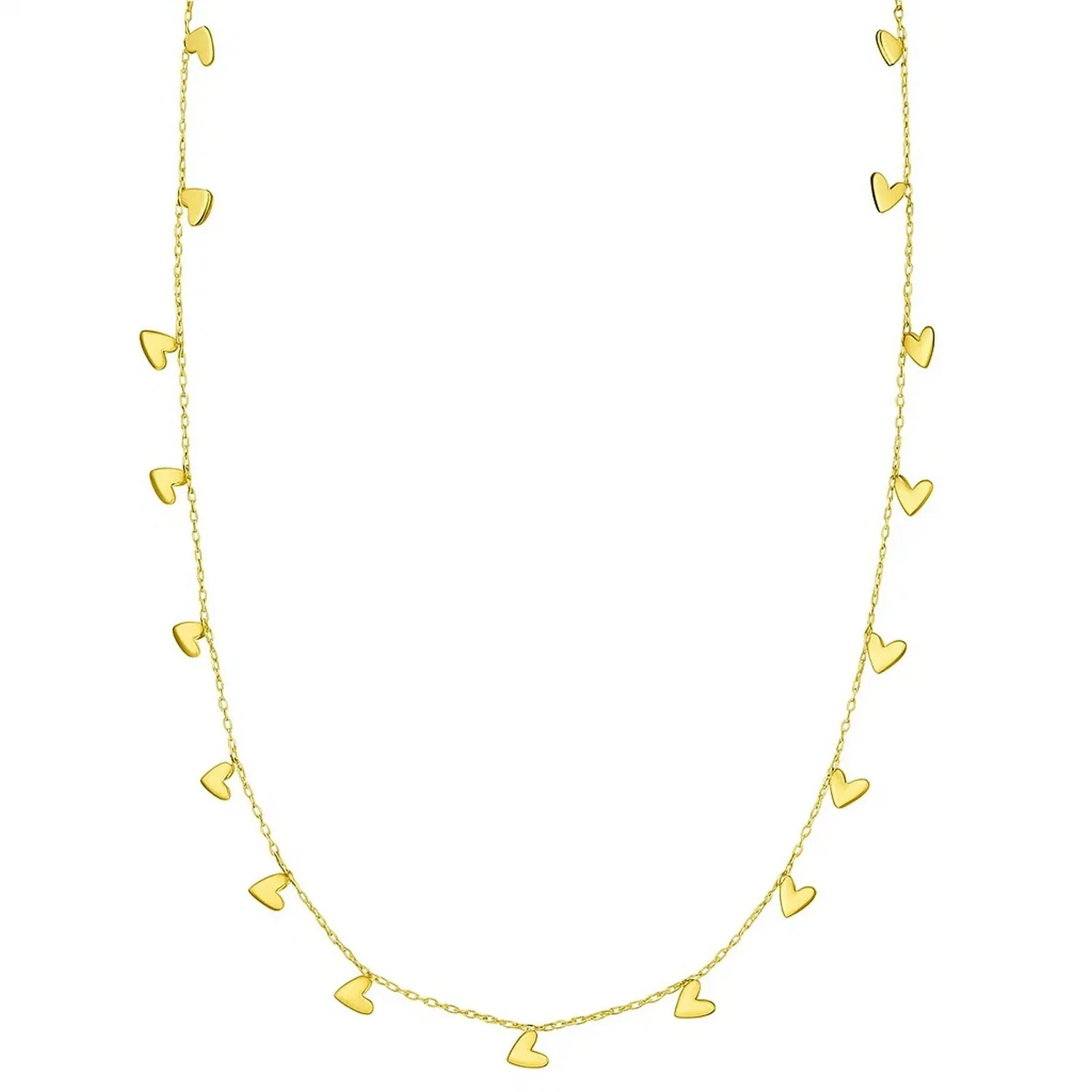 14K Yellow Gold Necklace with Dangling Hearts - Image 5