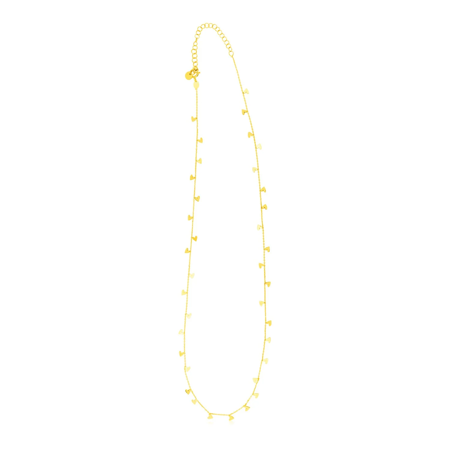 14K Yellow Gold Necklace with Dangling Hearts - Image 6
