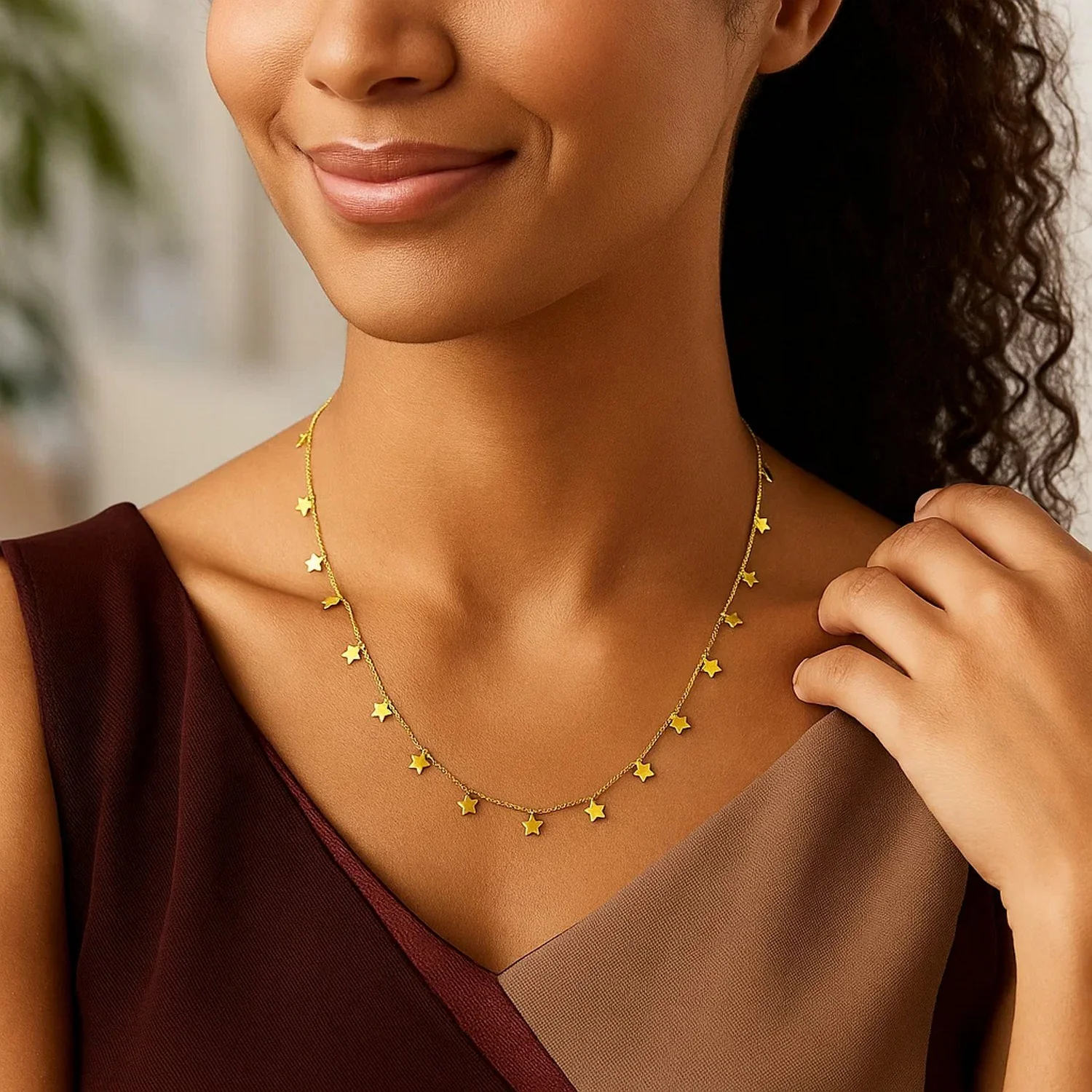 14K Yellow Gold Necklace with Dangling Stars - Image 15